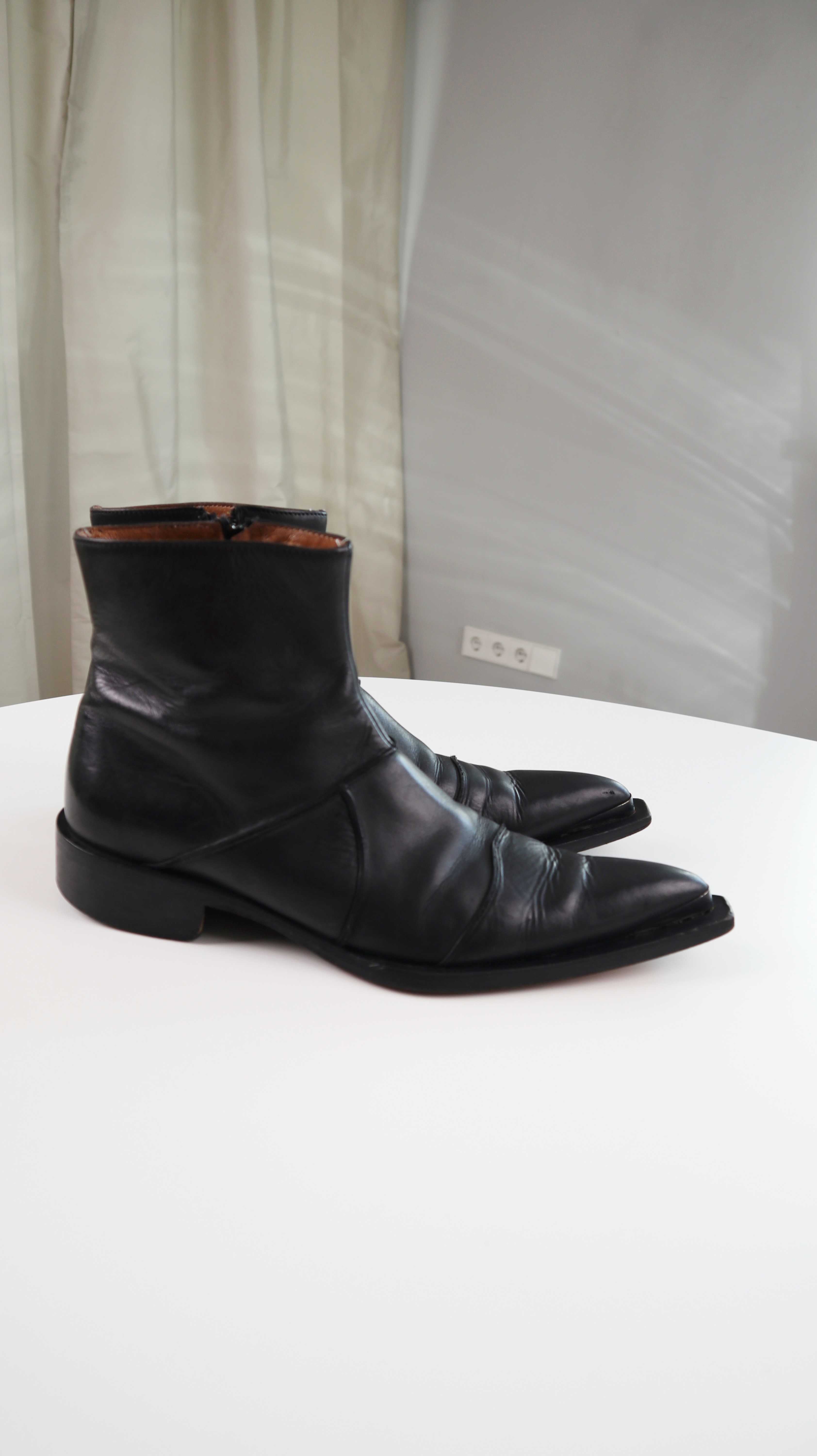 Stiefeletten 42 schwarz made in Italy Spitz Bikerboots Boots Stiefel Lederstiefel