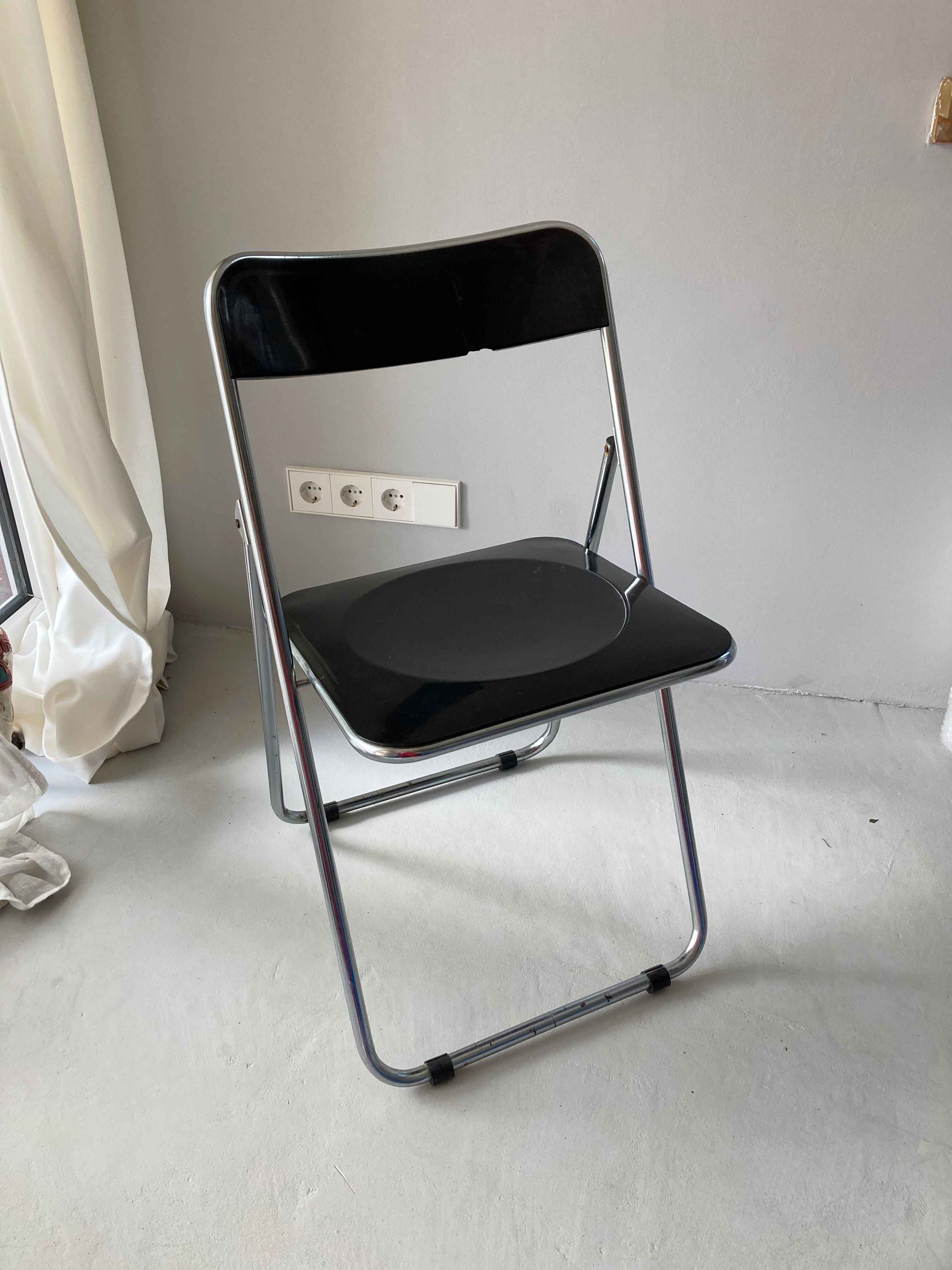 Drei Castelli Klappstühle Design Chrom schwarz Klappstuhl Stuhl