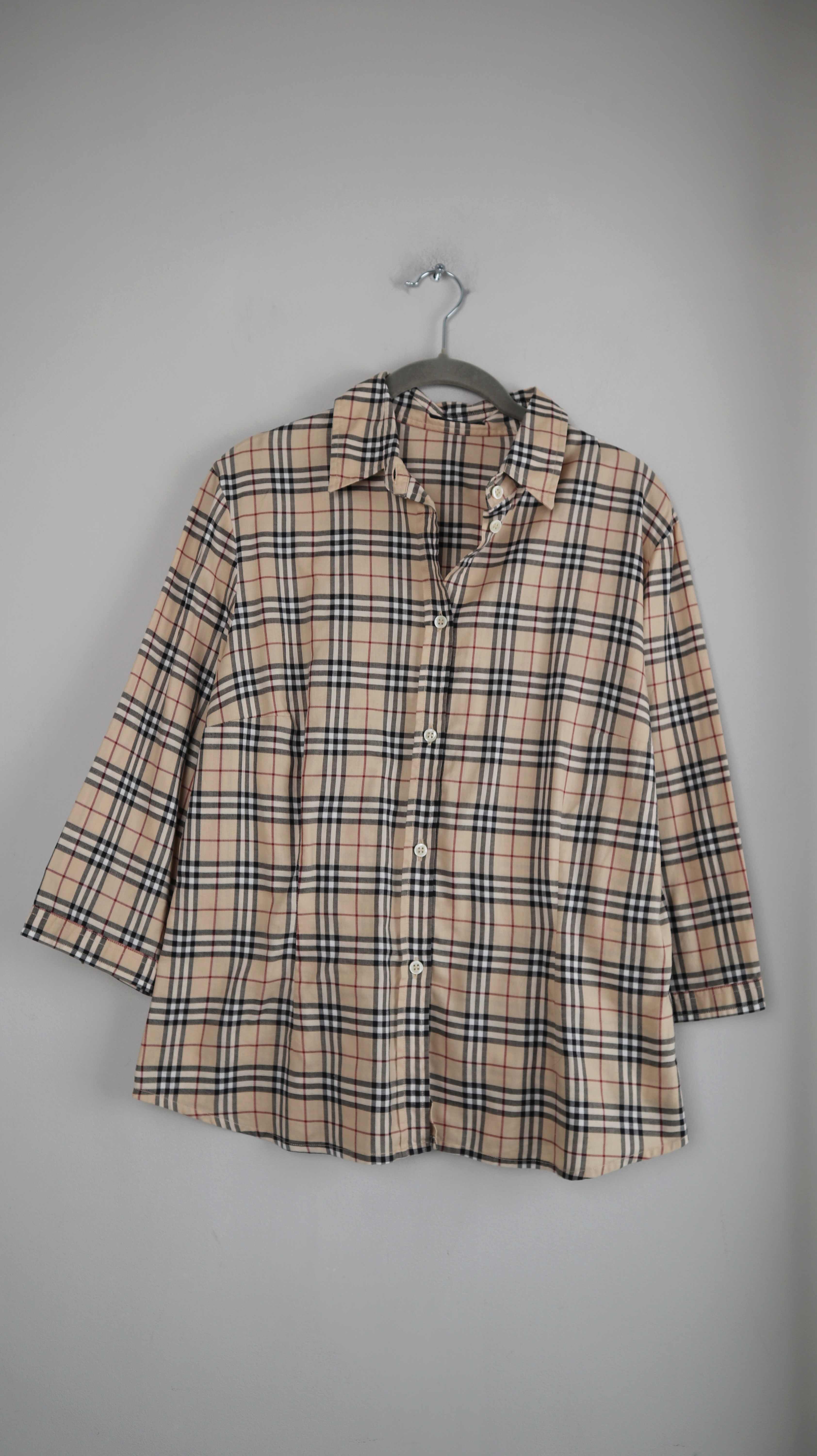 Burberry Bluse Creme Beige kariert 38 M Hemd Shirt