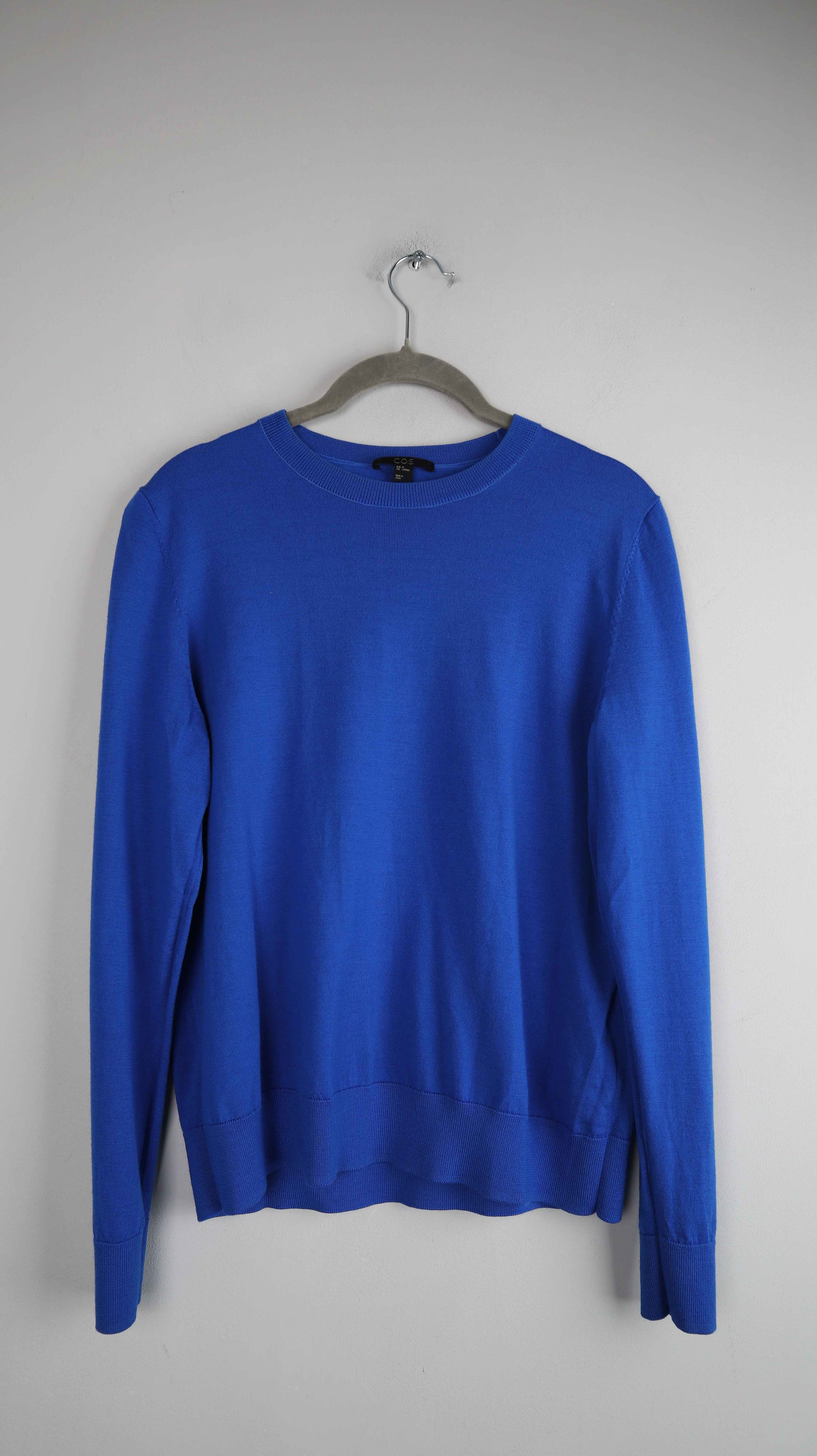 COS Pullover Blau dunkelblau 38 M Wolle Wollpullover Sweater basic einfarbig