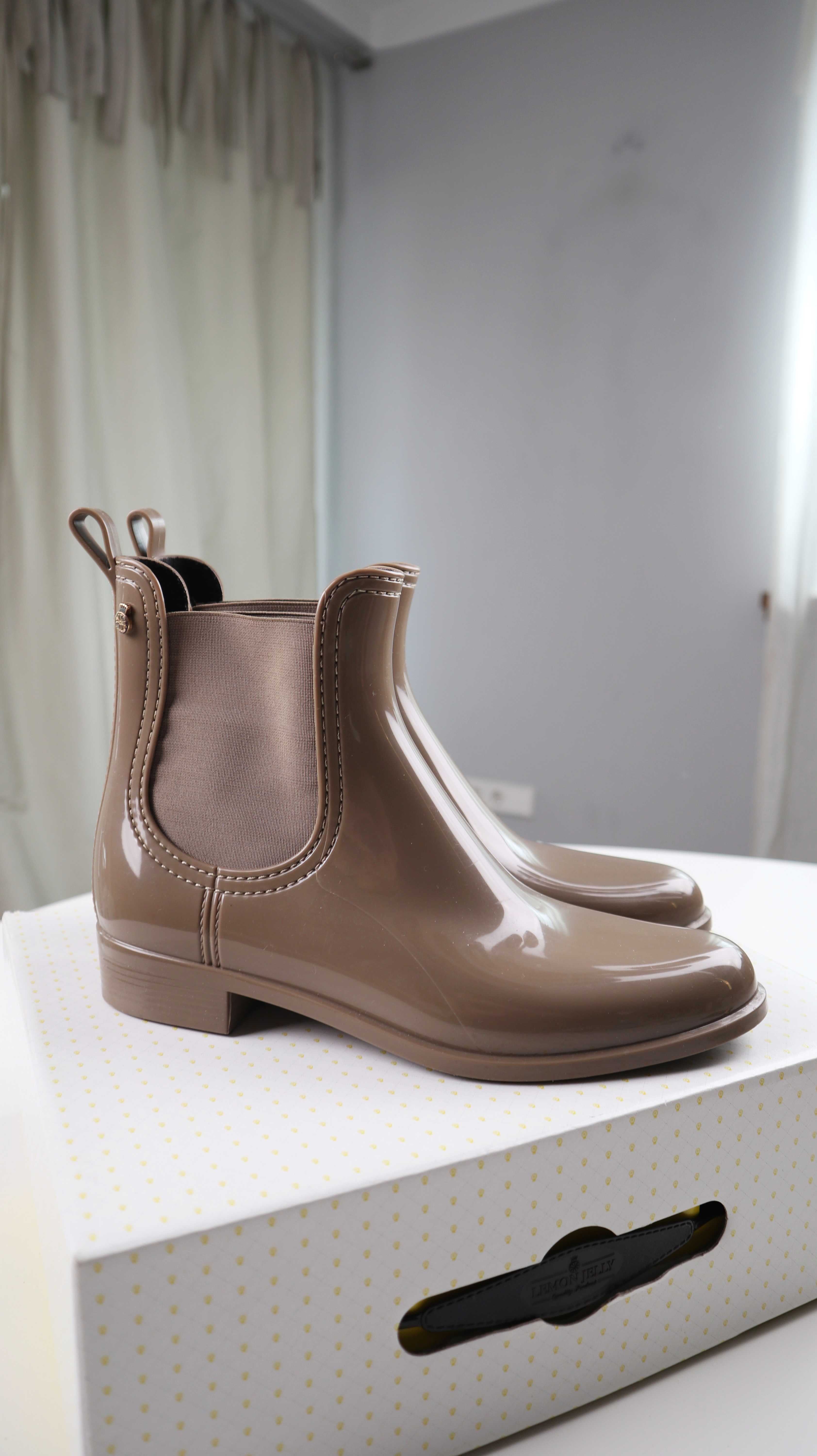 Lemon Jelly Stiefel 40 Regenstiefel neu braun beige Creme Stiefeletten