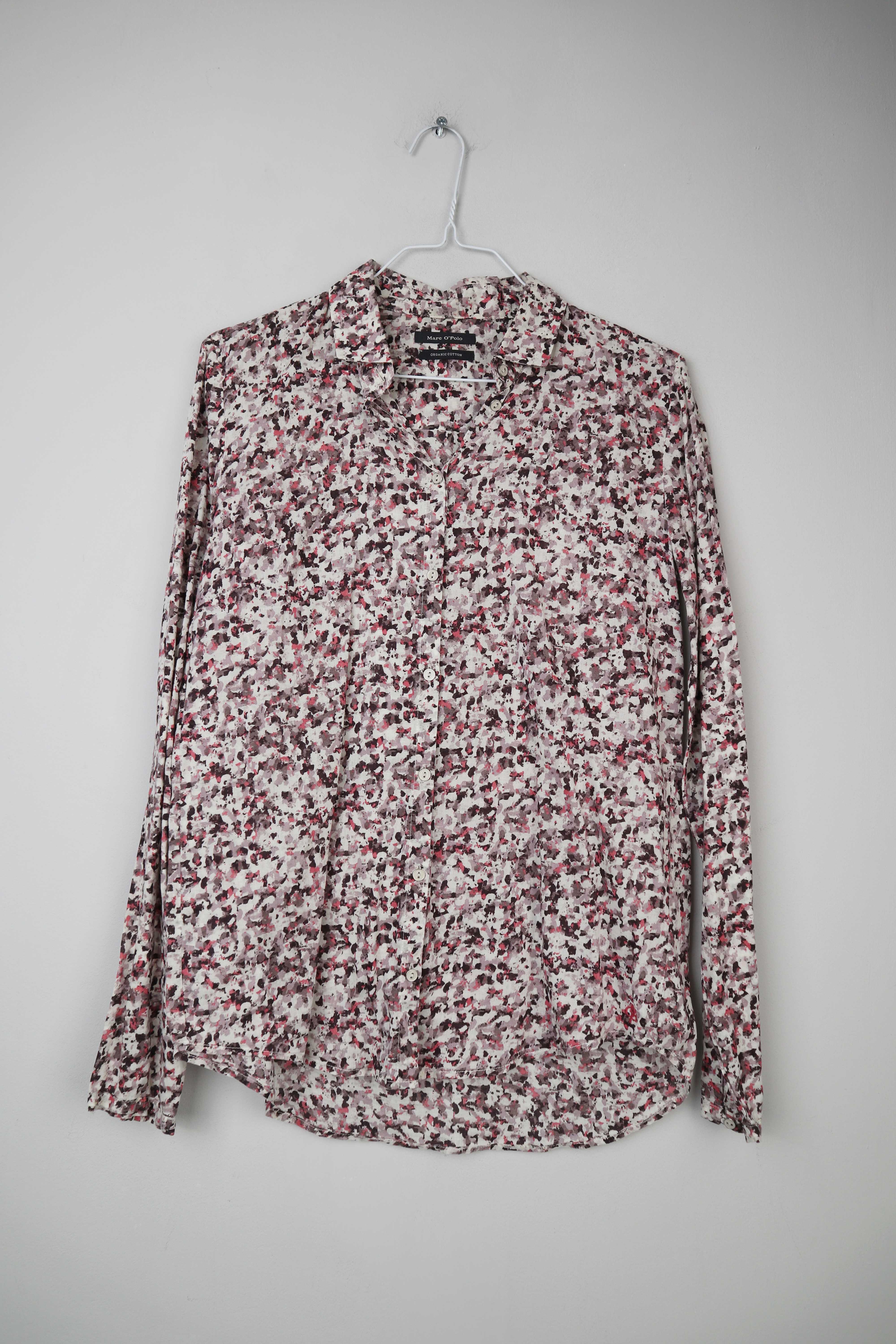 Marc O'Polo Bluse 34 Muster rosa Pink Weiß Baumwolle Hemd Shirt Oberteil