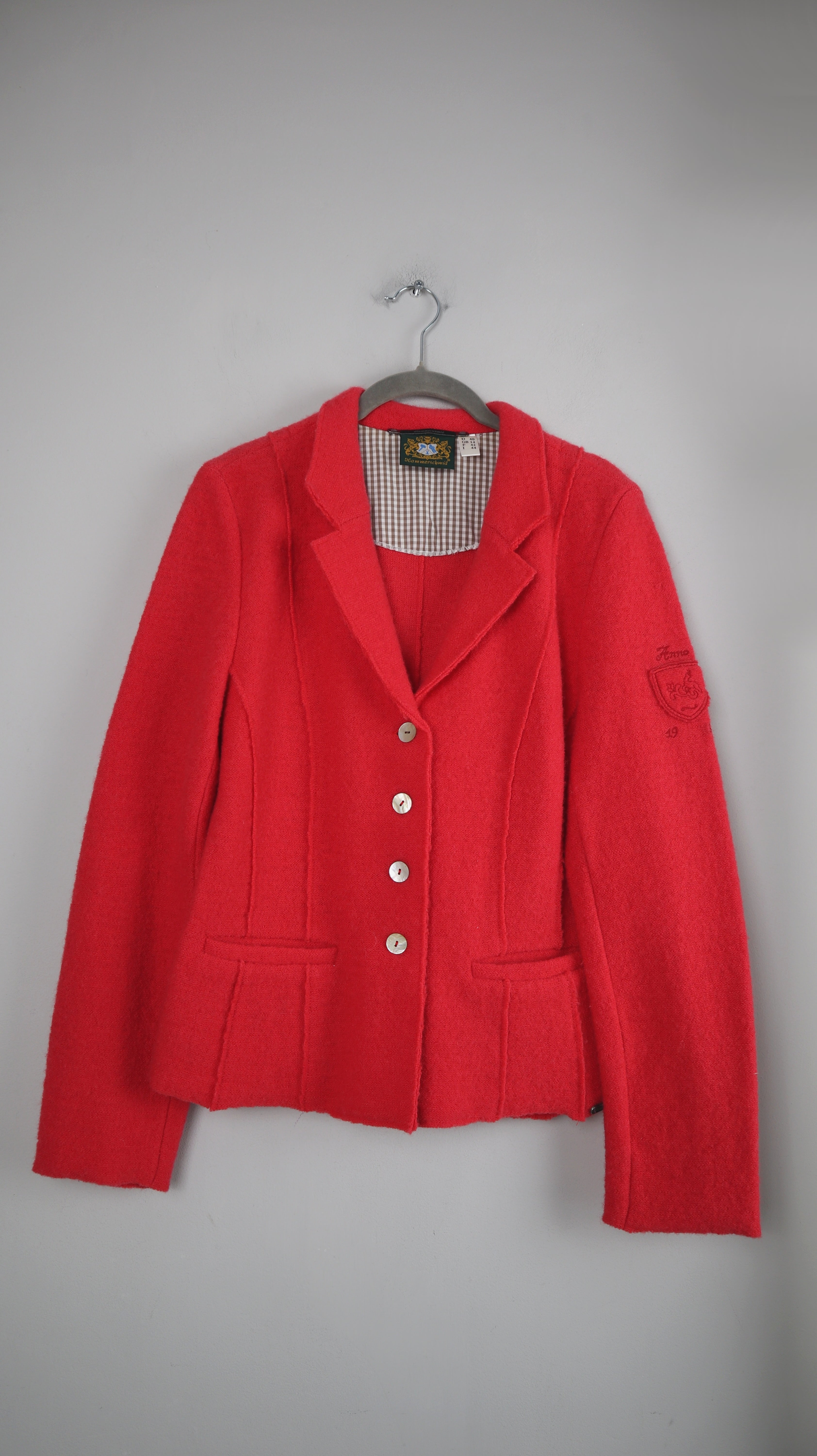 Hammerschmid Blazer Jacke rot 40 L weinrot Perlmuttknöpfe