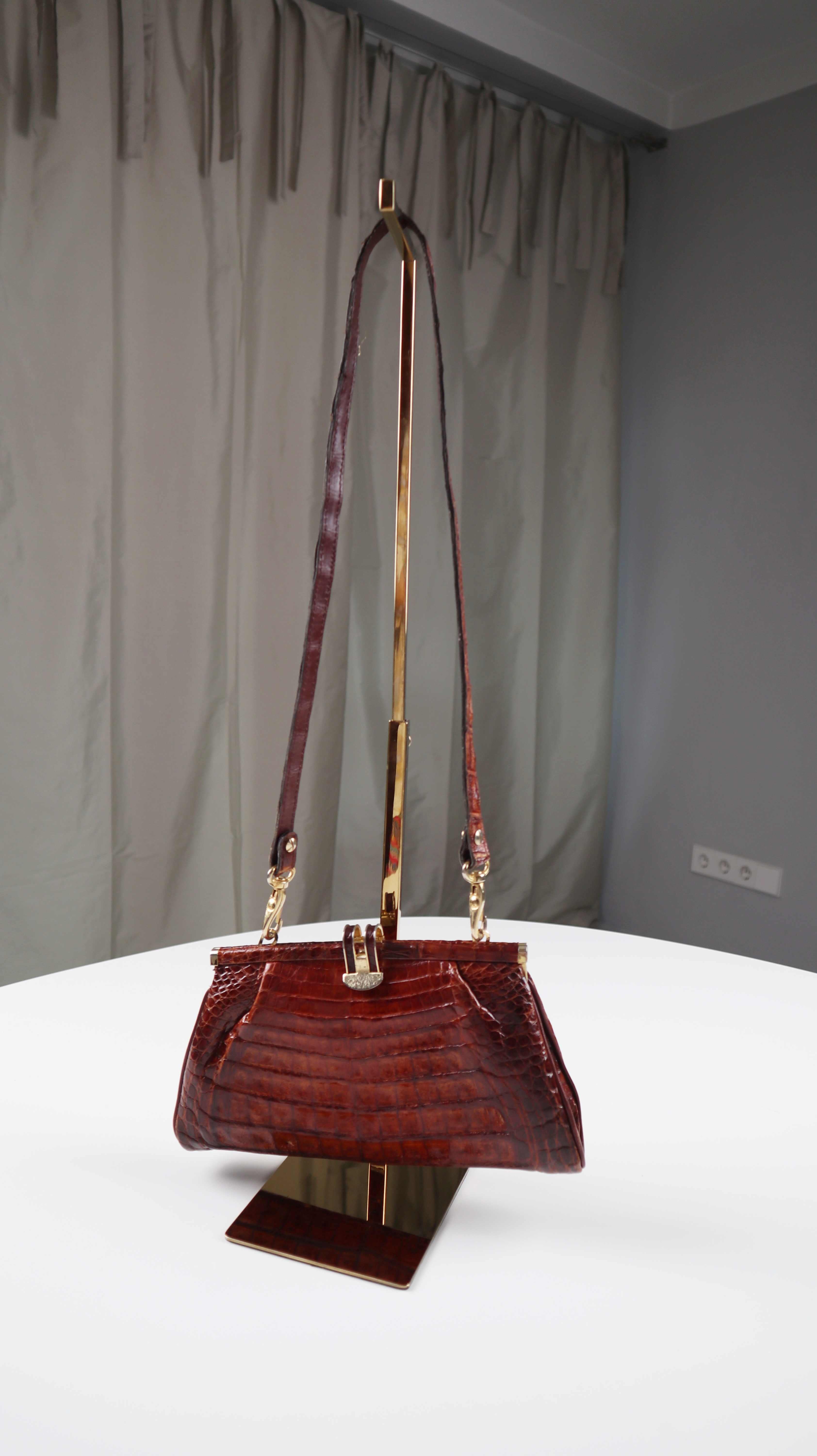 True Vintage Tasche Handtasche Umhängetasche Braun Lackleder