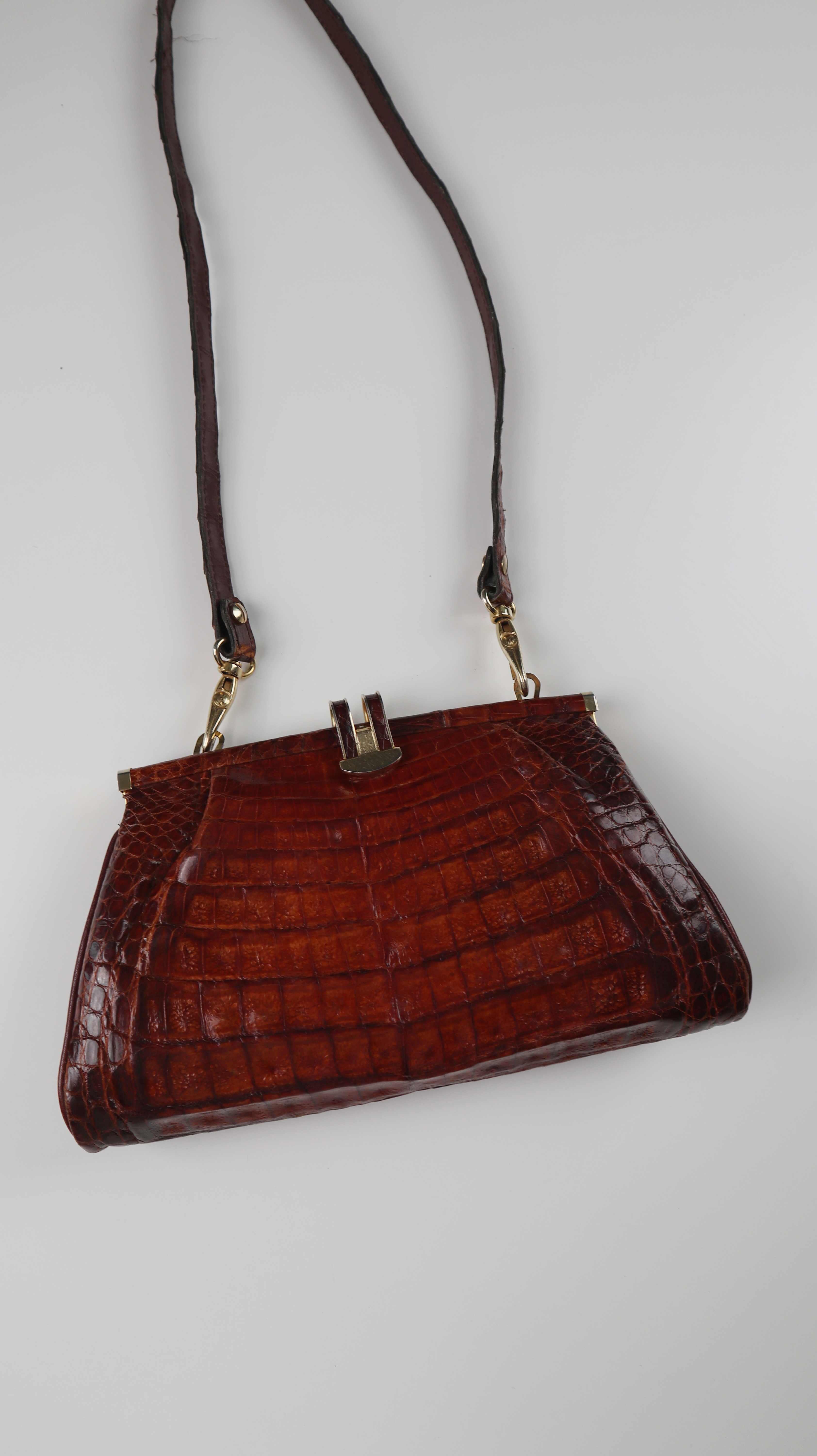 True Vintage Tasche Handtasche Umhängetasche Braun Lackleder