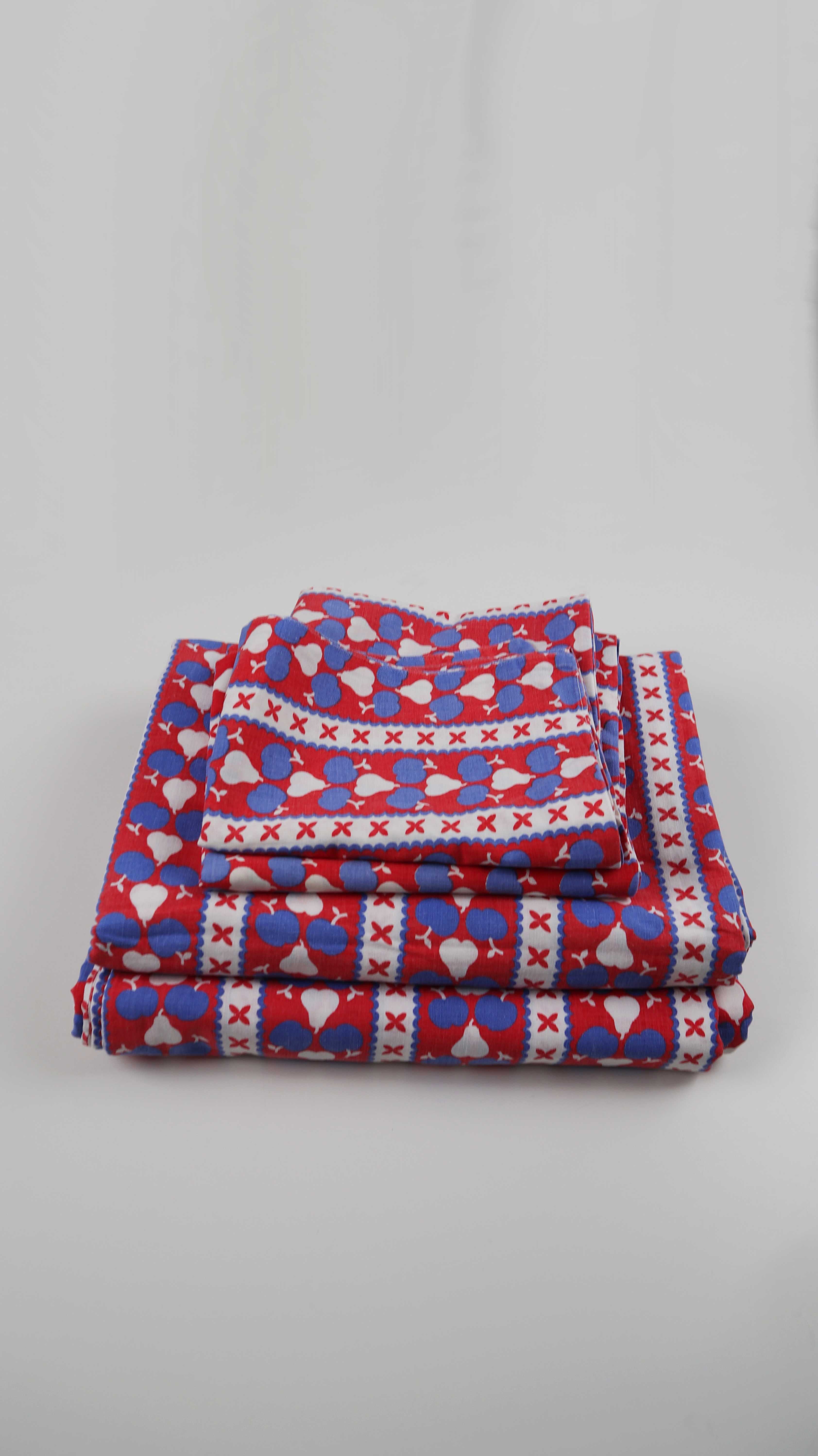 True Vintage Bettwäsche Bettbezug Retro Rot Blau Birne Apfel 70er