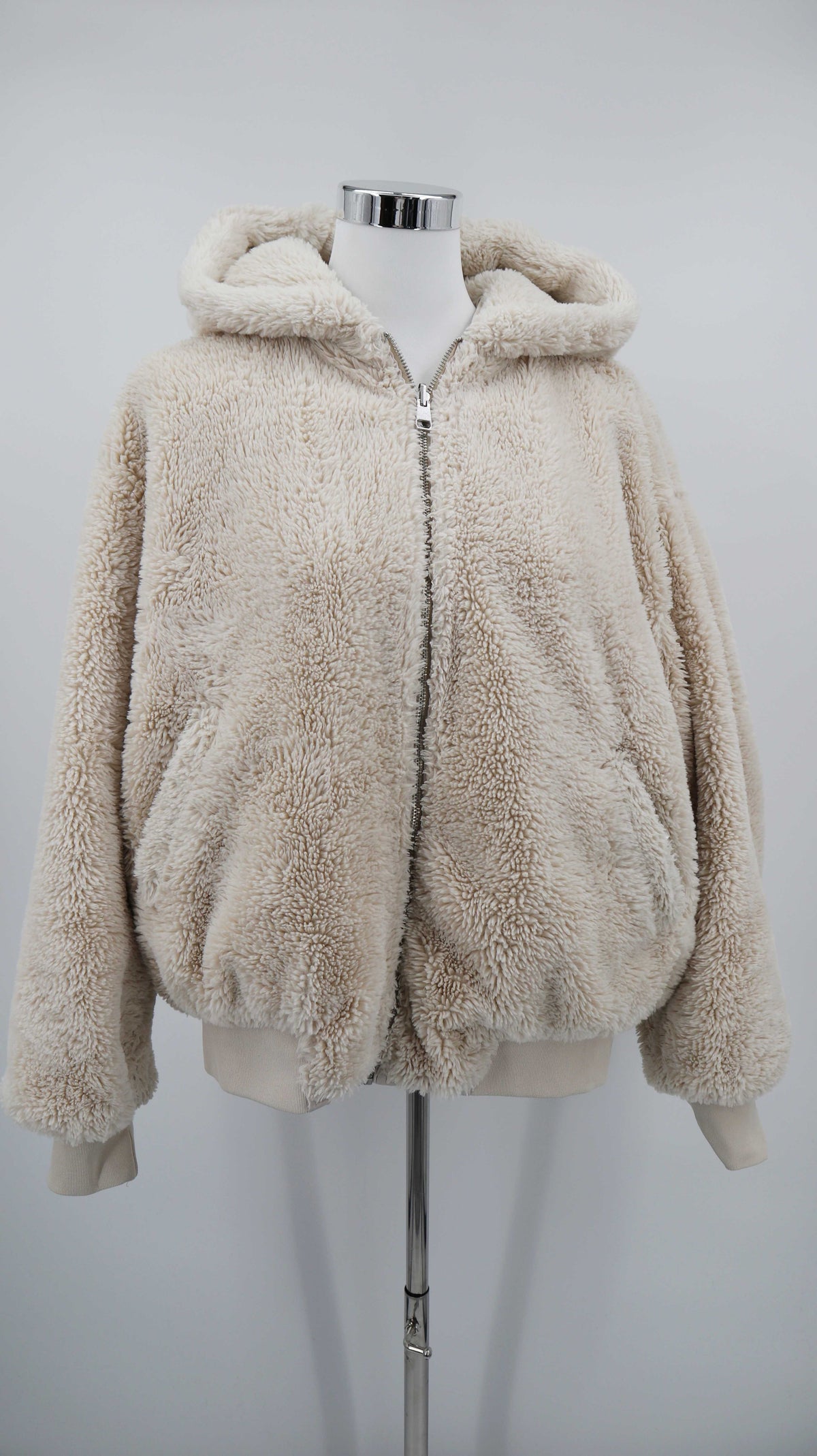 Zara Wendejacke Creme Beige 38 M Felljacke Herbstjacke Bomberjacke