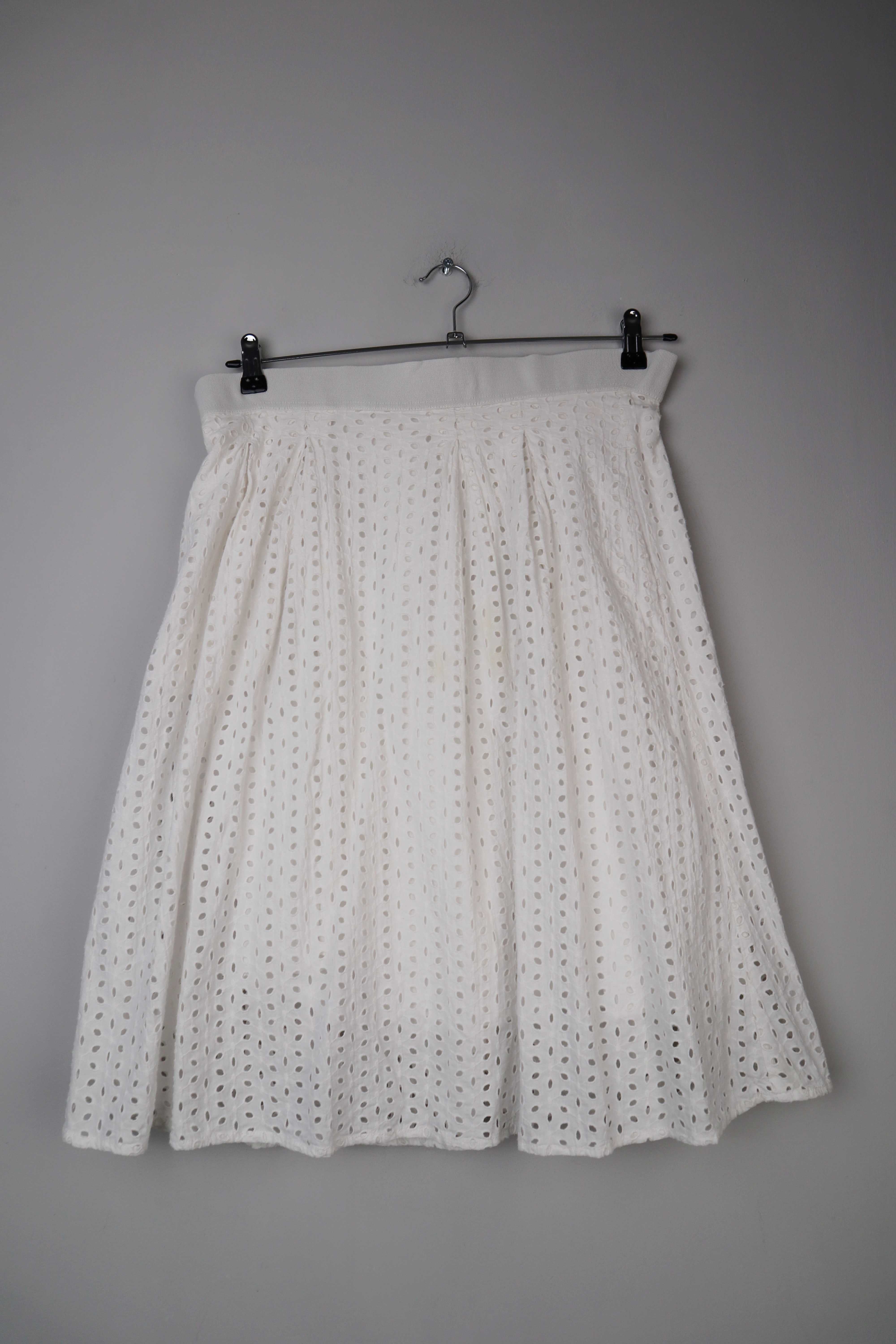 Rock Weiß gelocht Midi Midirock Sommerrock 38 M basic