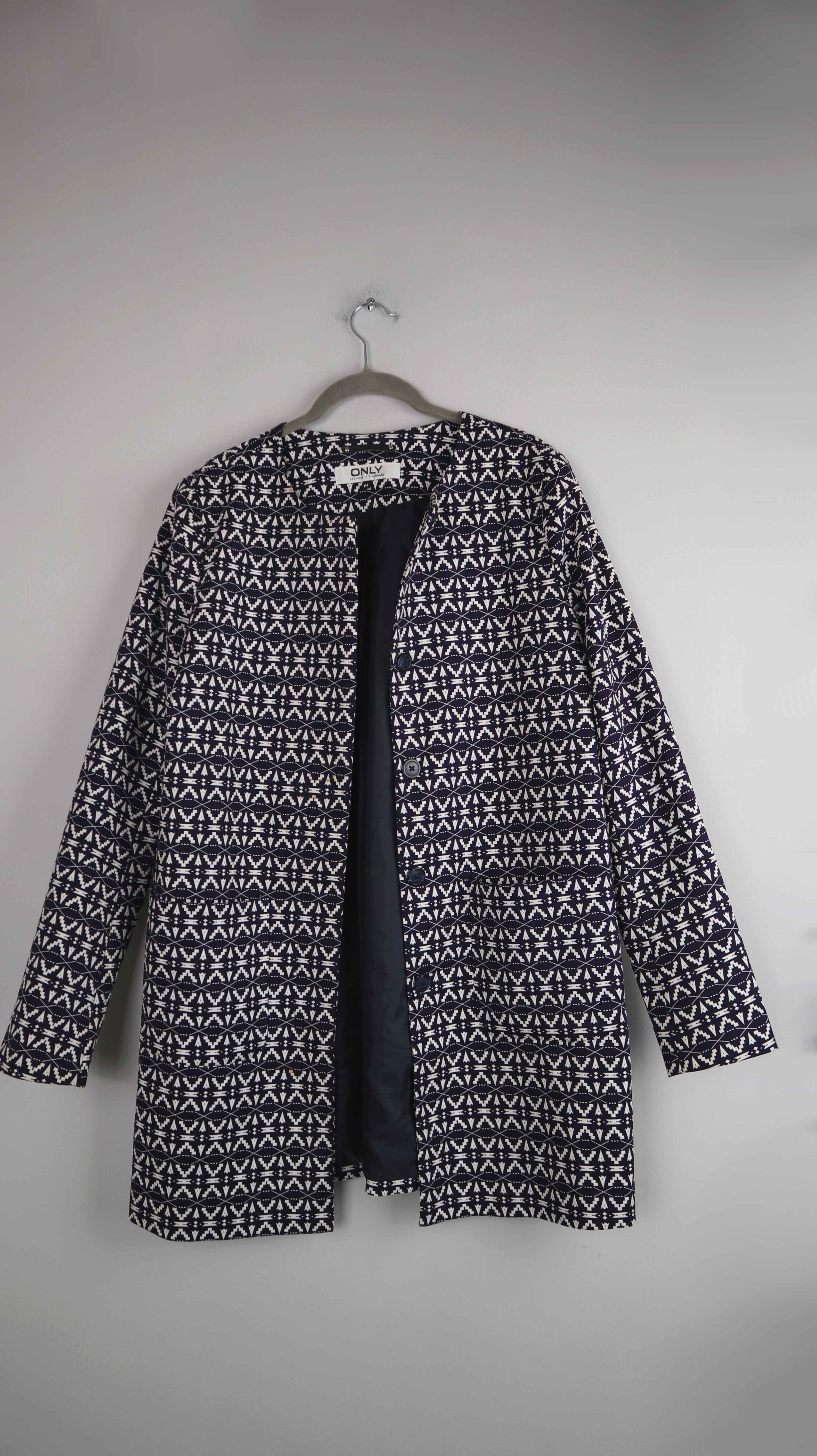 Only Blazer Mantel blau Jacke geometrisch 40 L