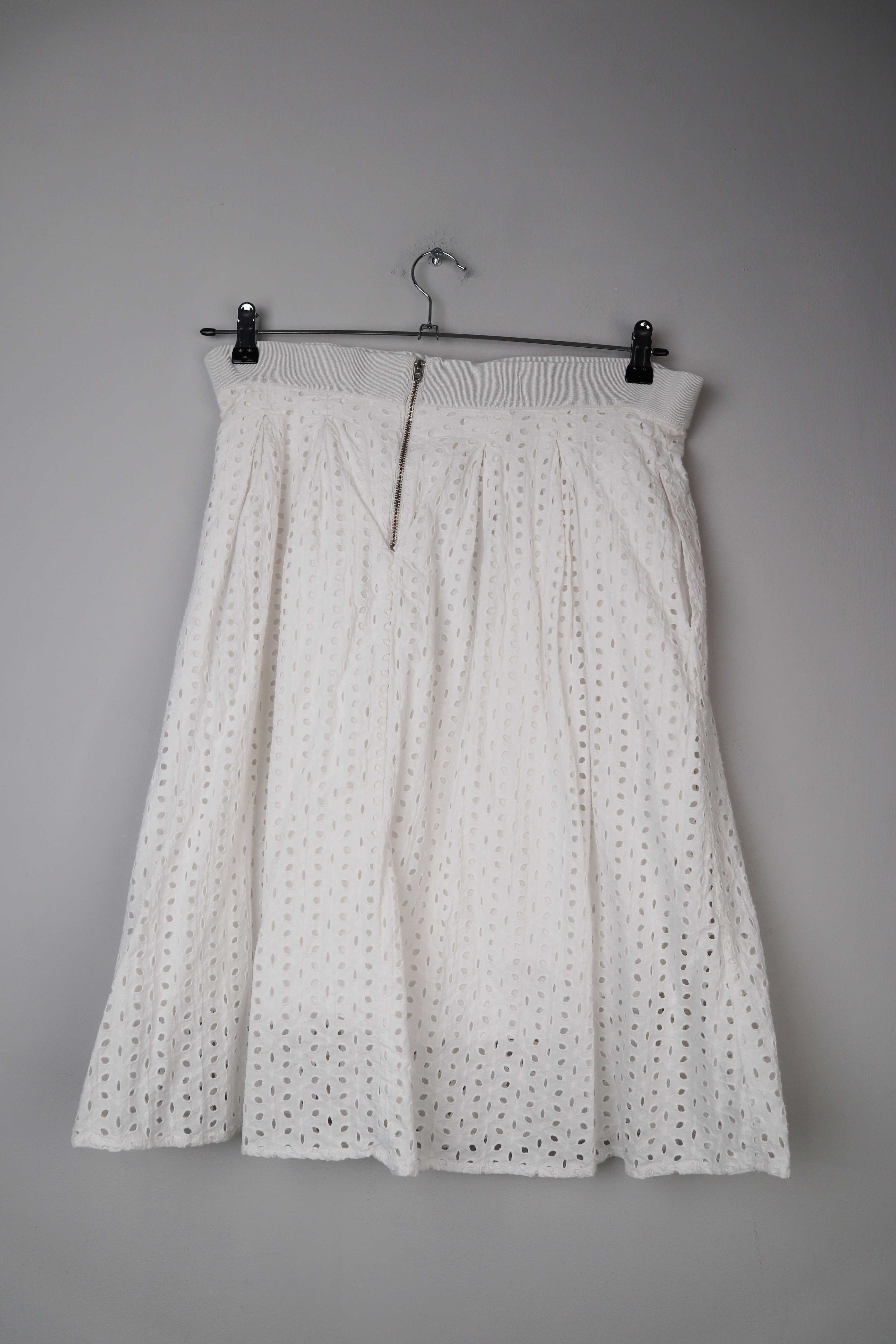 Rock Weiß gelocht Midi Midirock Sommerrock 38 M basic