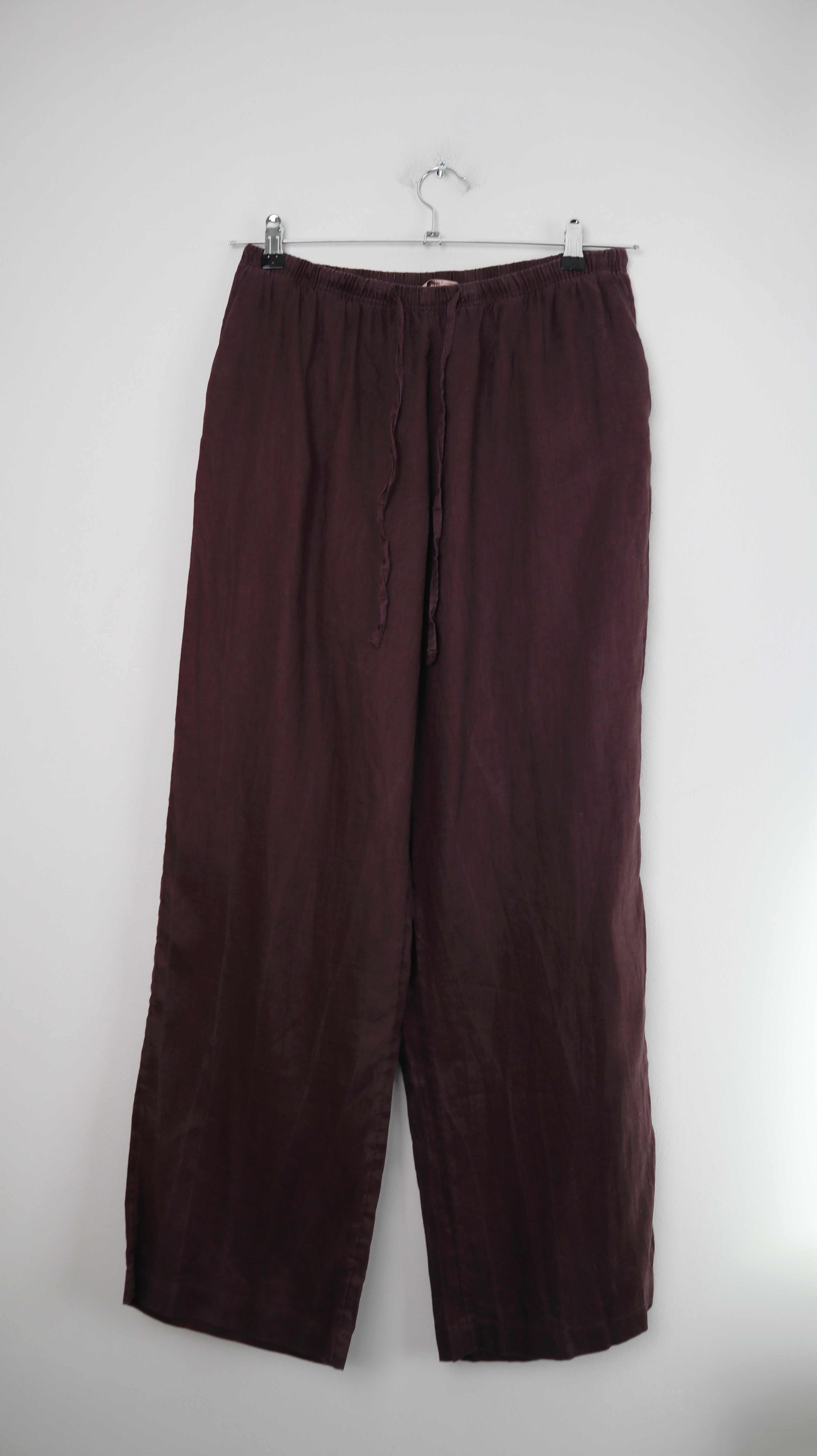 H&M Leinenhose Hose Rot Dunkelrot 36 S Weinrot Sommerhose straight leg