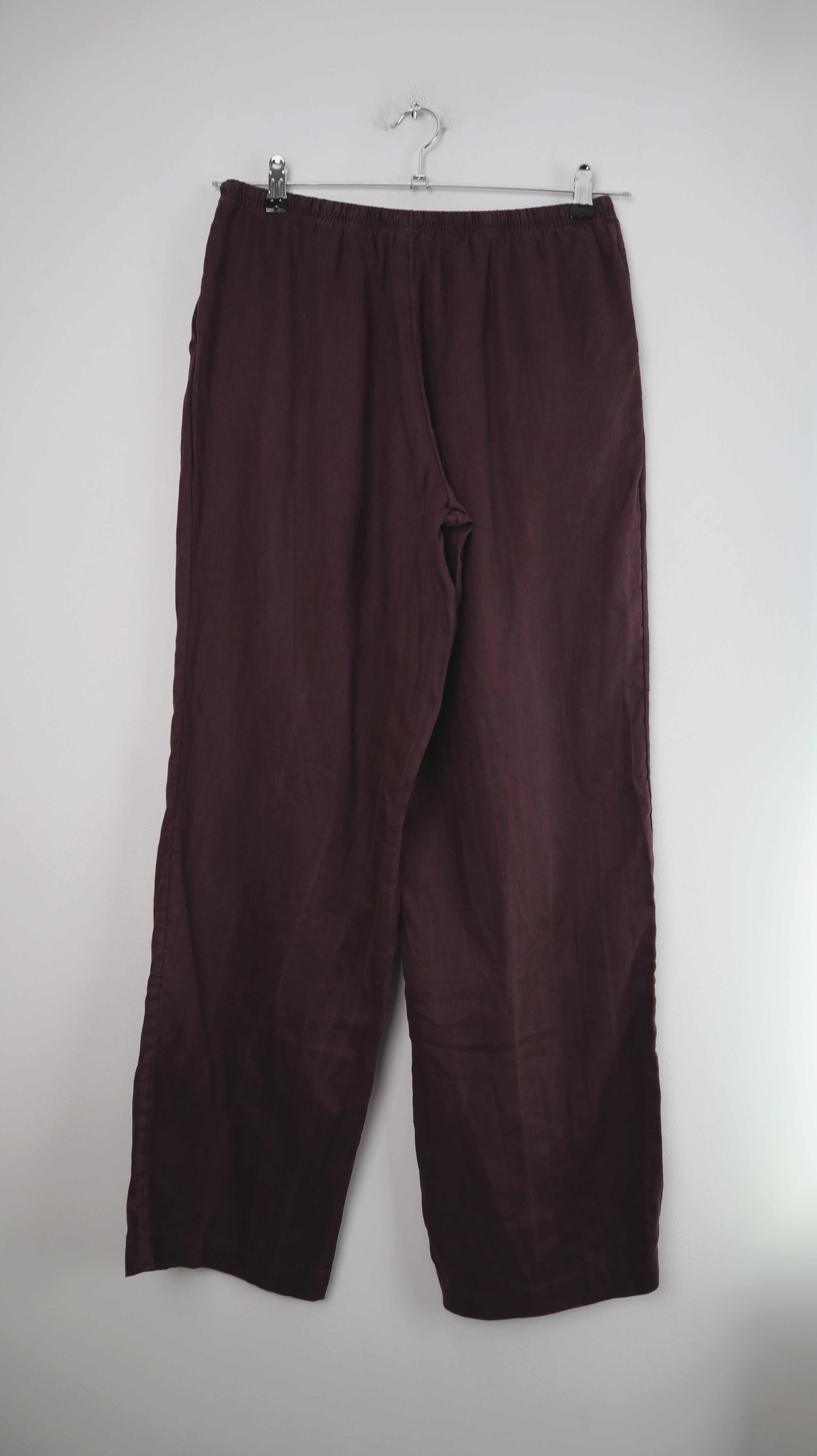 H&M Leinenhose Hose Rot Dunkelrot 36 S Weinrot Sommerhose straight leg