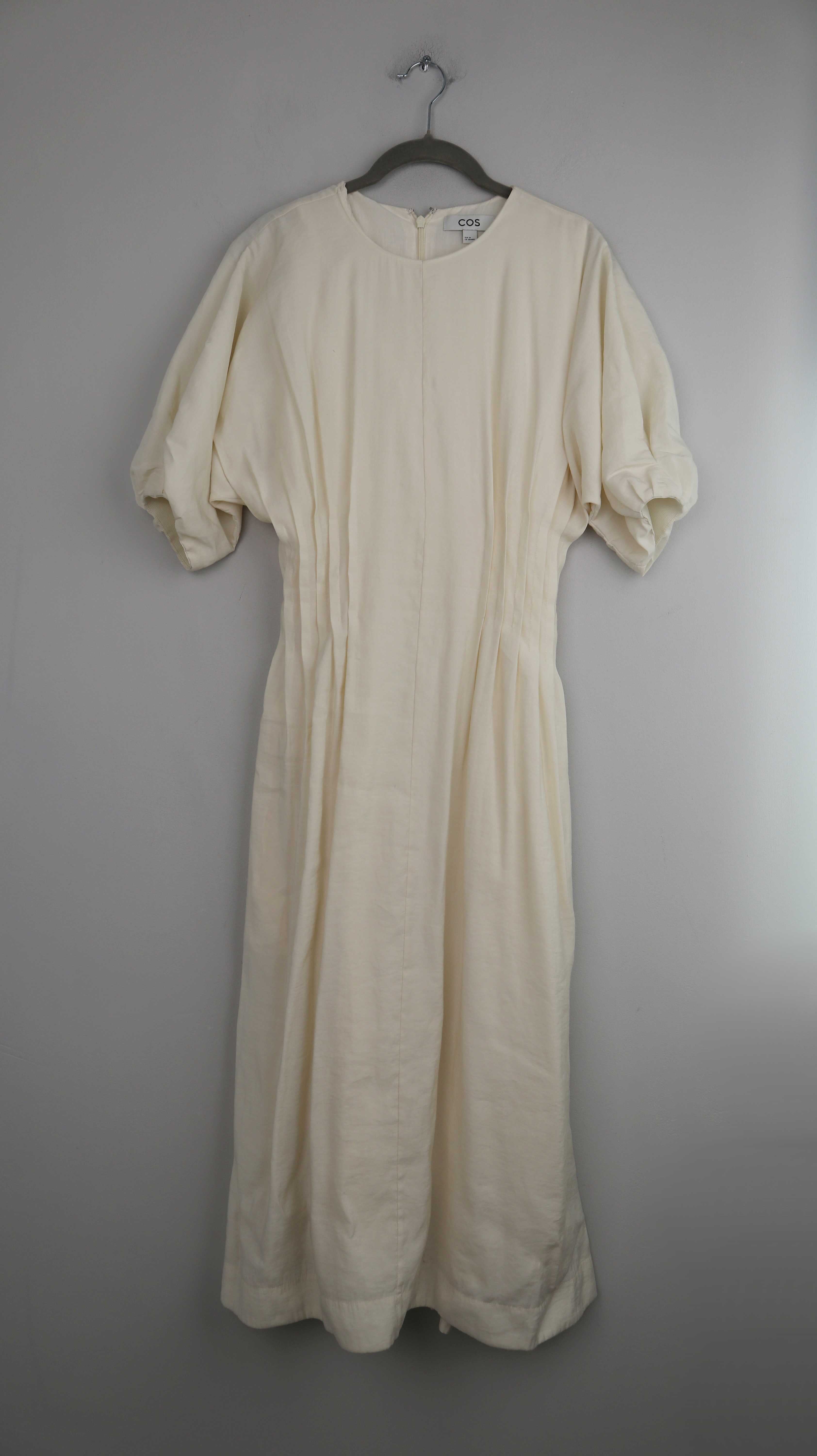 COS Kleid weiß Creme 34 Maxikleid Maxi lang Ballonkleid Midi Midikleid