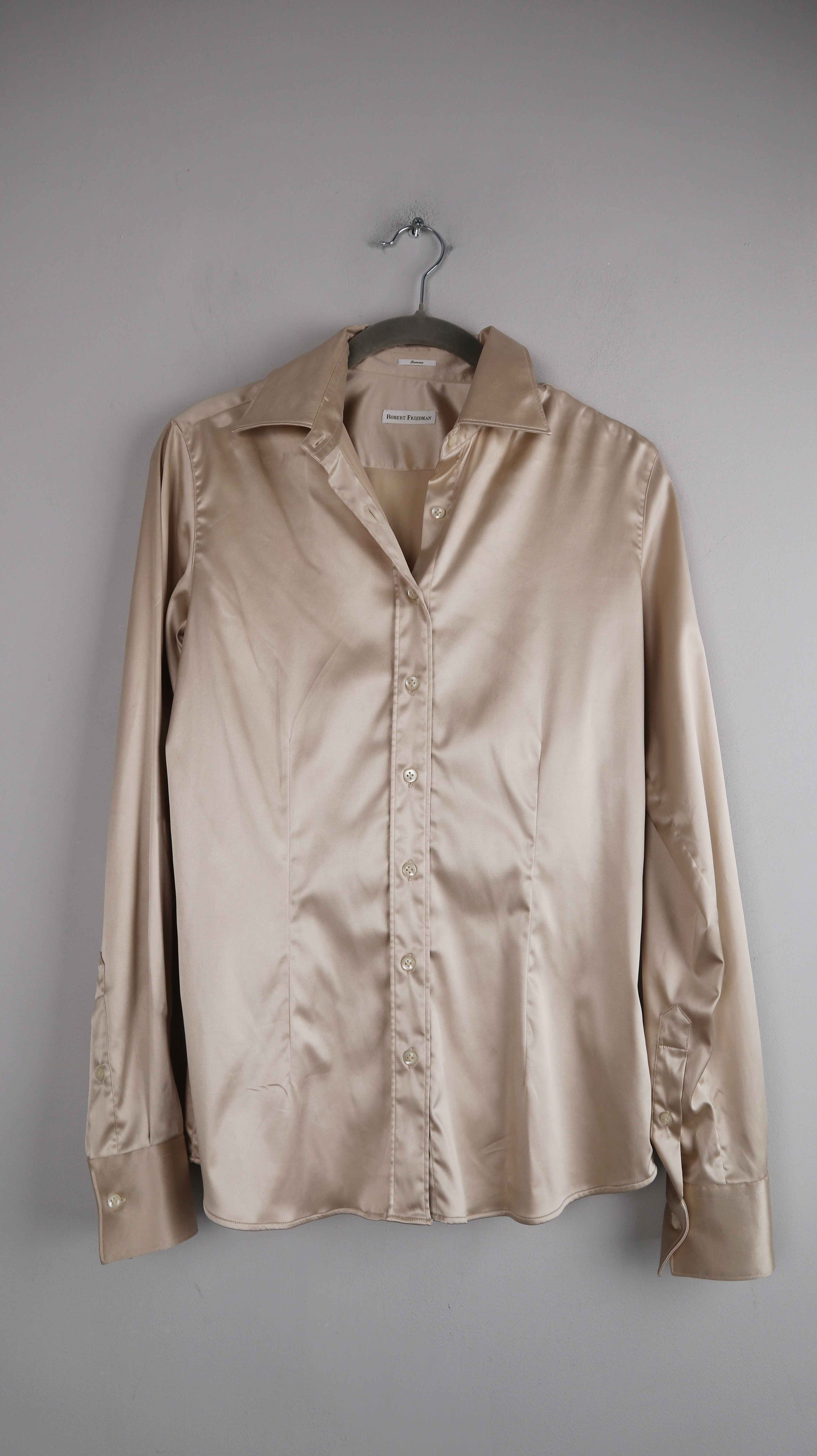 Robert Friedmann Bluse Creme Beige 36 S Femme Shirt Hemd Gold