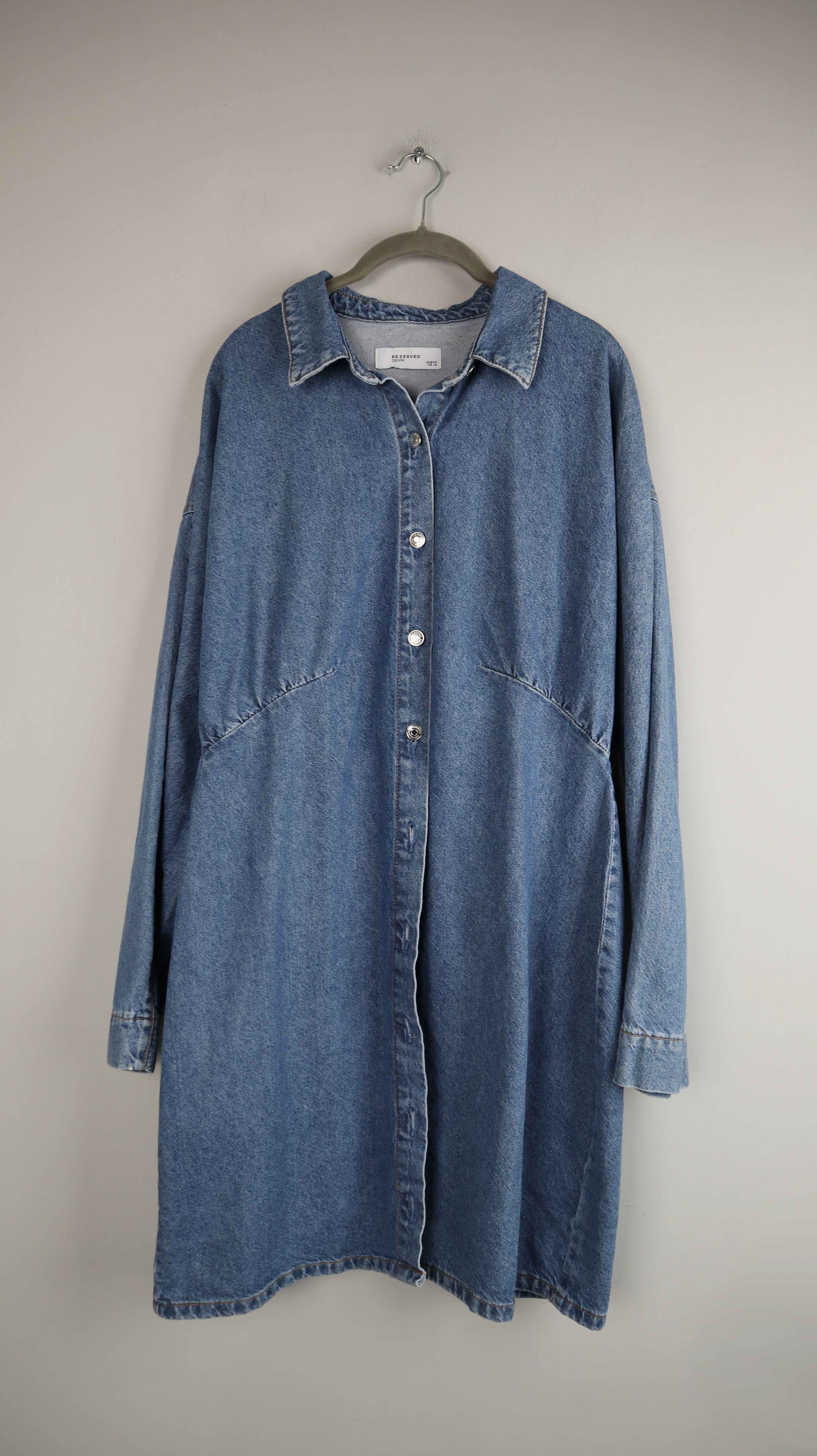 Reserved Kleid Jeans denim 44 XL blau dunkelblau Midi Midikleid