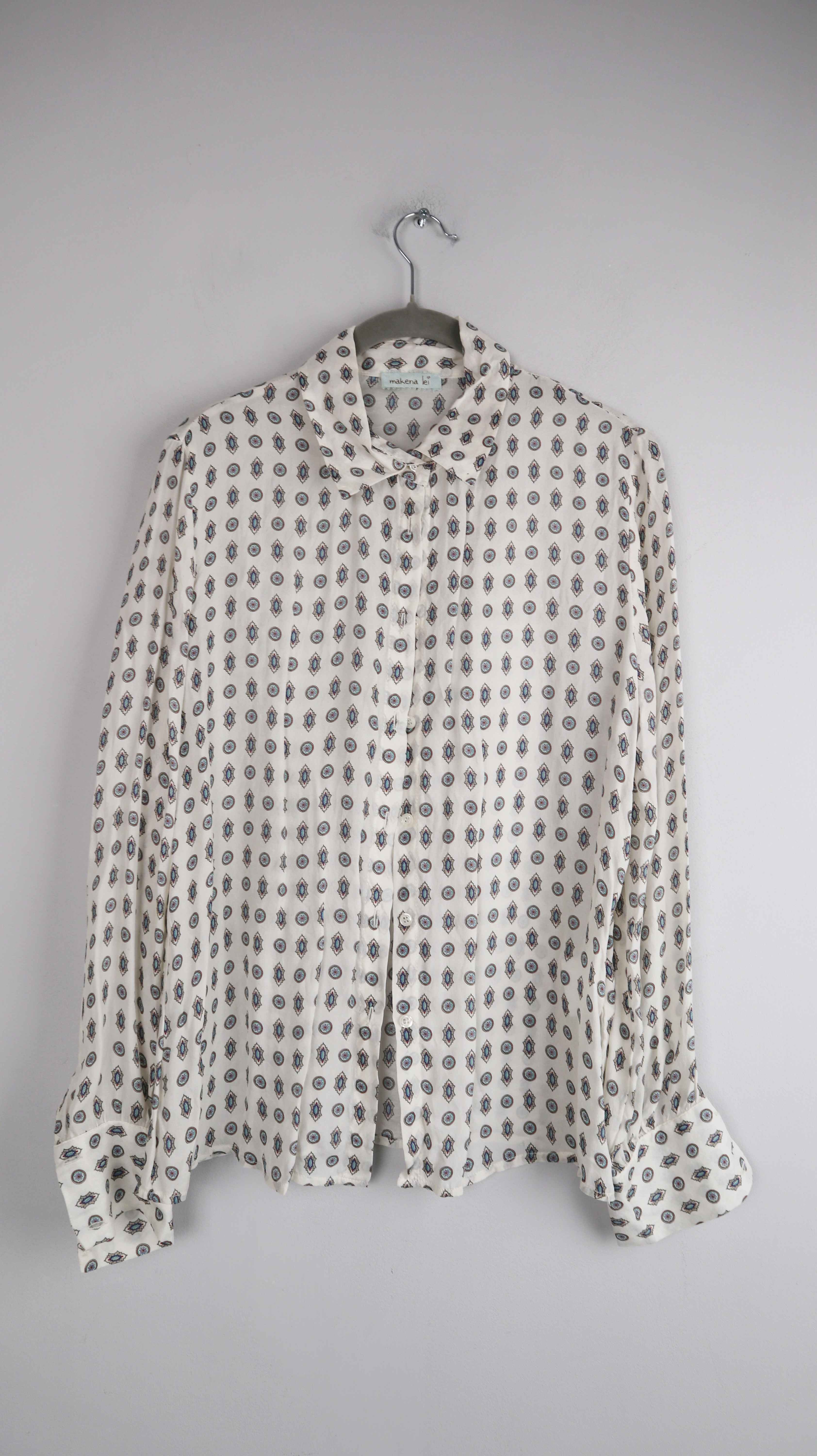 Makena Lei Bluse Hemd Shirt Seidenbluse 38 M weiß Seide Seidenbluse