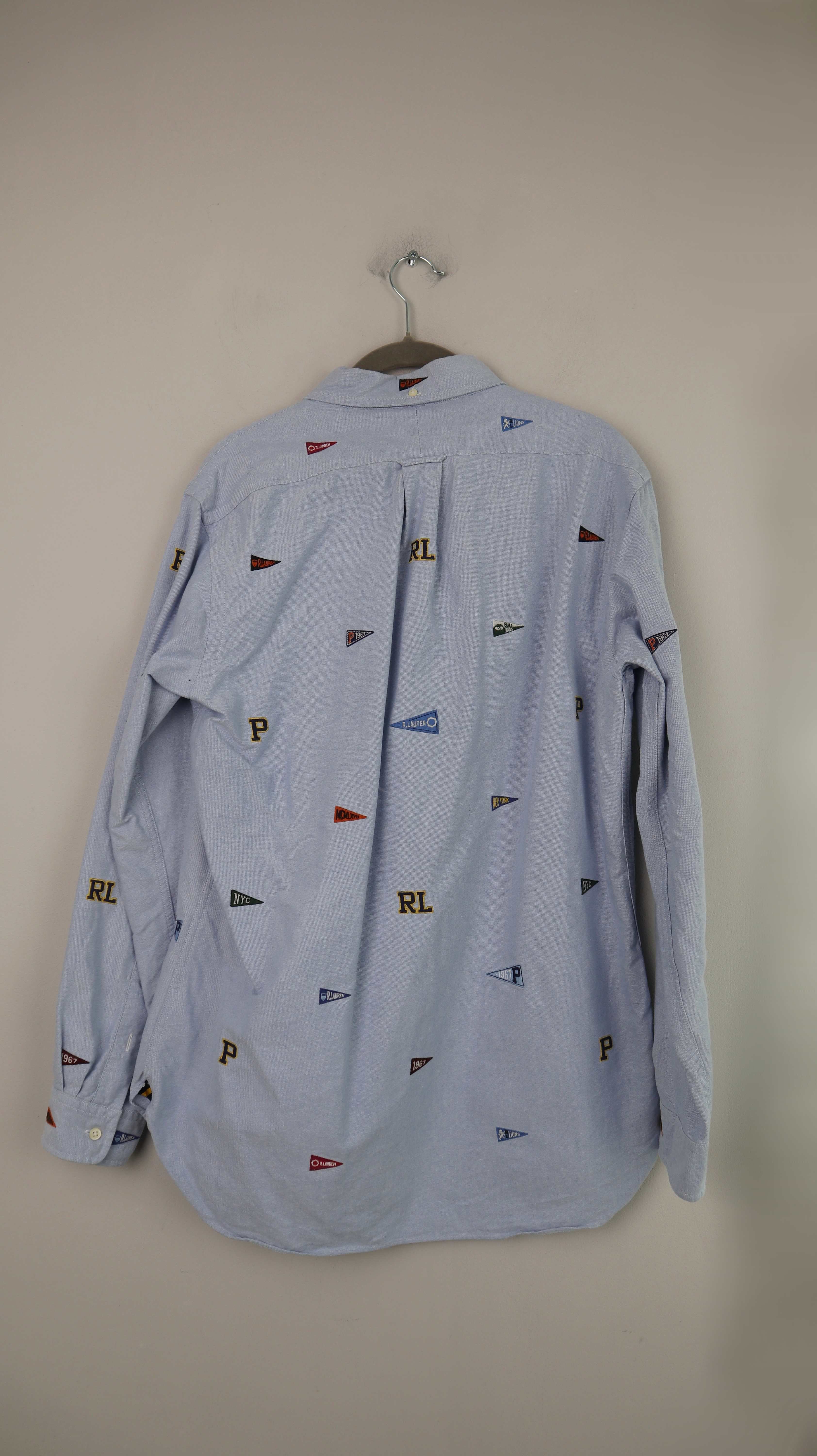 Ralph Lauren Hemd Shirt Oberteil Blau M Classic fit Flaggen bestickt