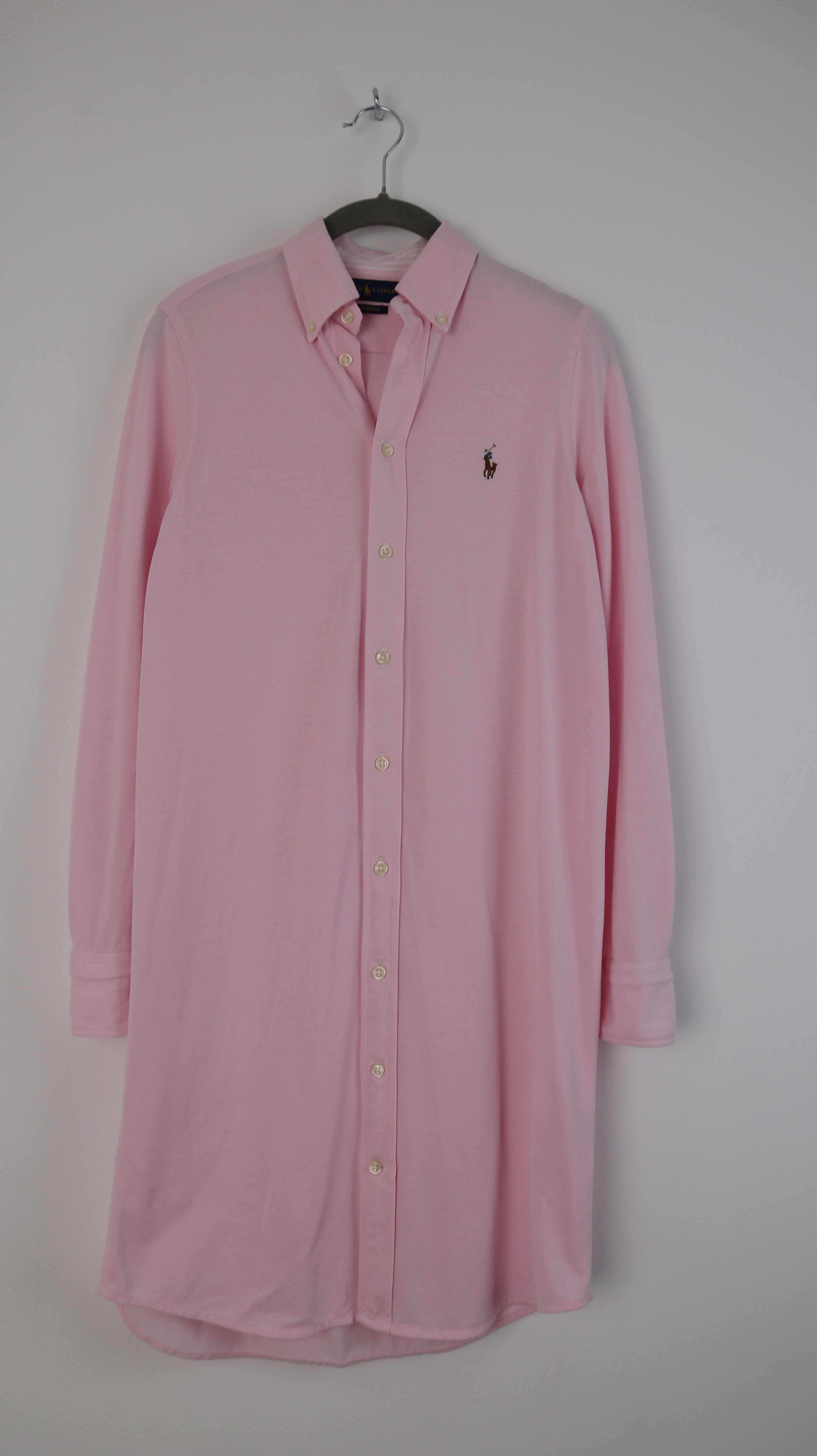 Ralph Lauren Polo Kleid Shirt Hemdkleid Midikleid Rosa 36 S knit Oxford