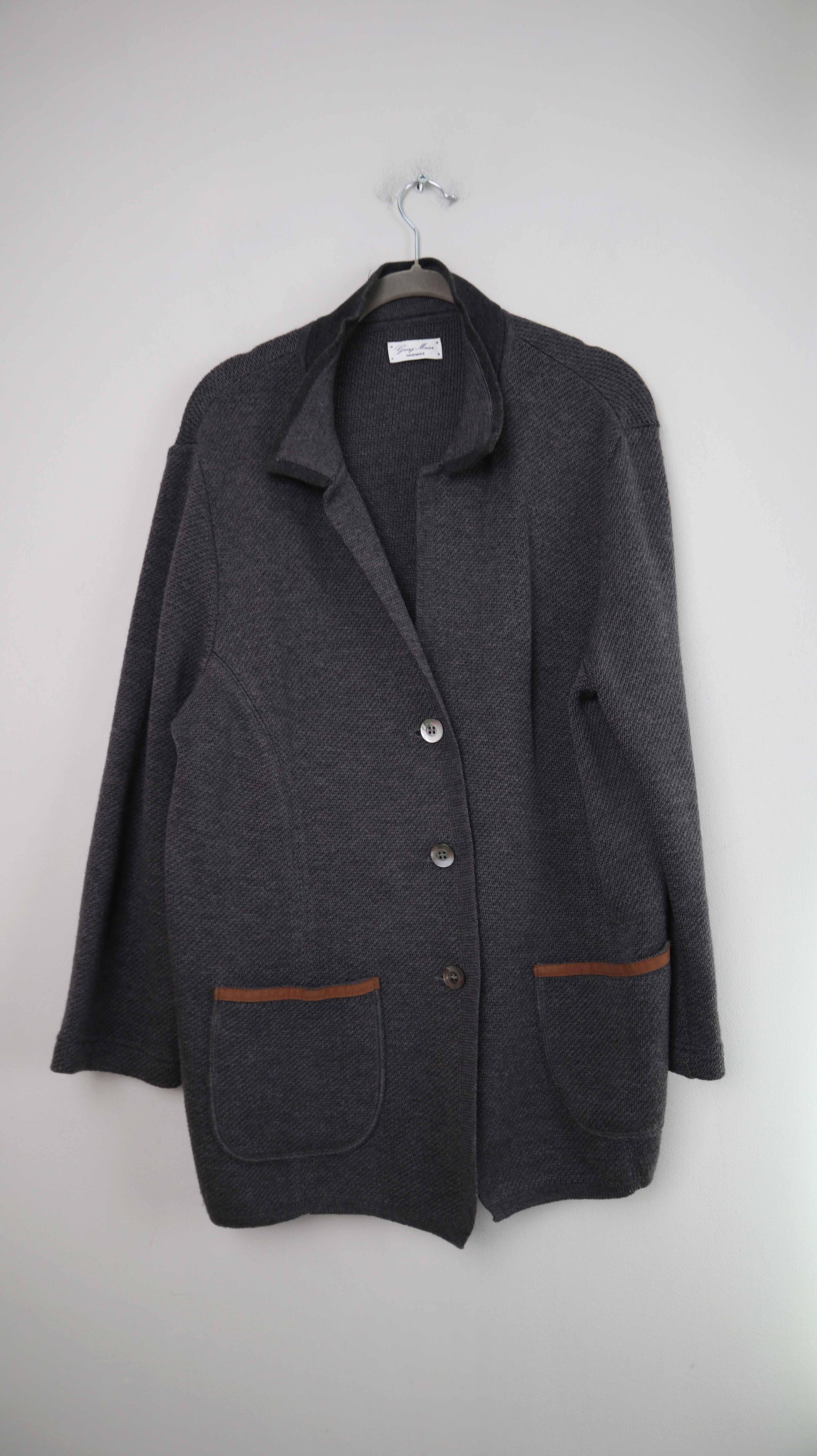 Georg Maier Strickjacke Cardigan Grau Dunkelgrau 40 L Wolle Wollstrickjacke