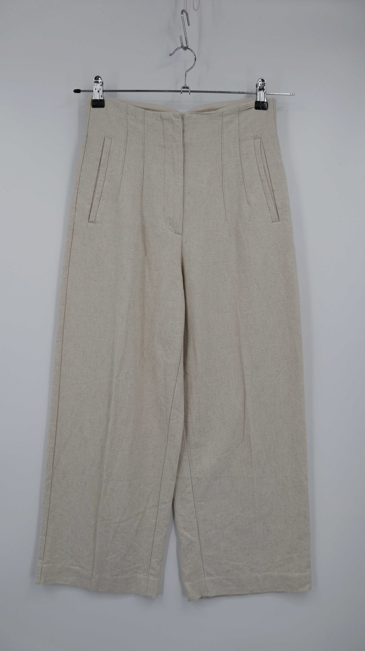 Zara Hose Creme Beige 36 S Leinen Leinenhose