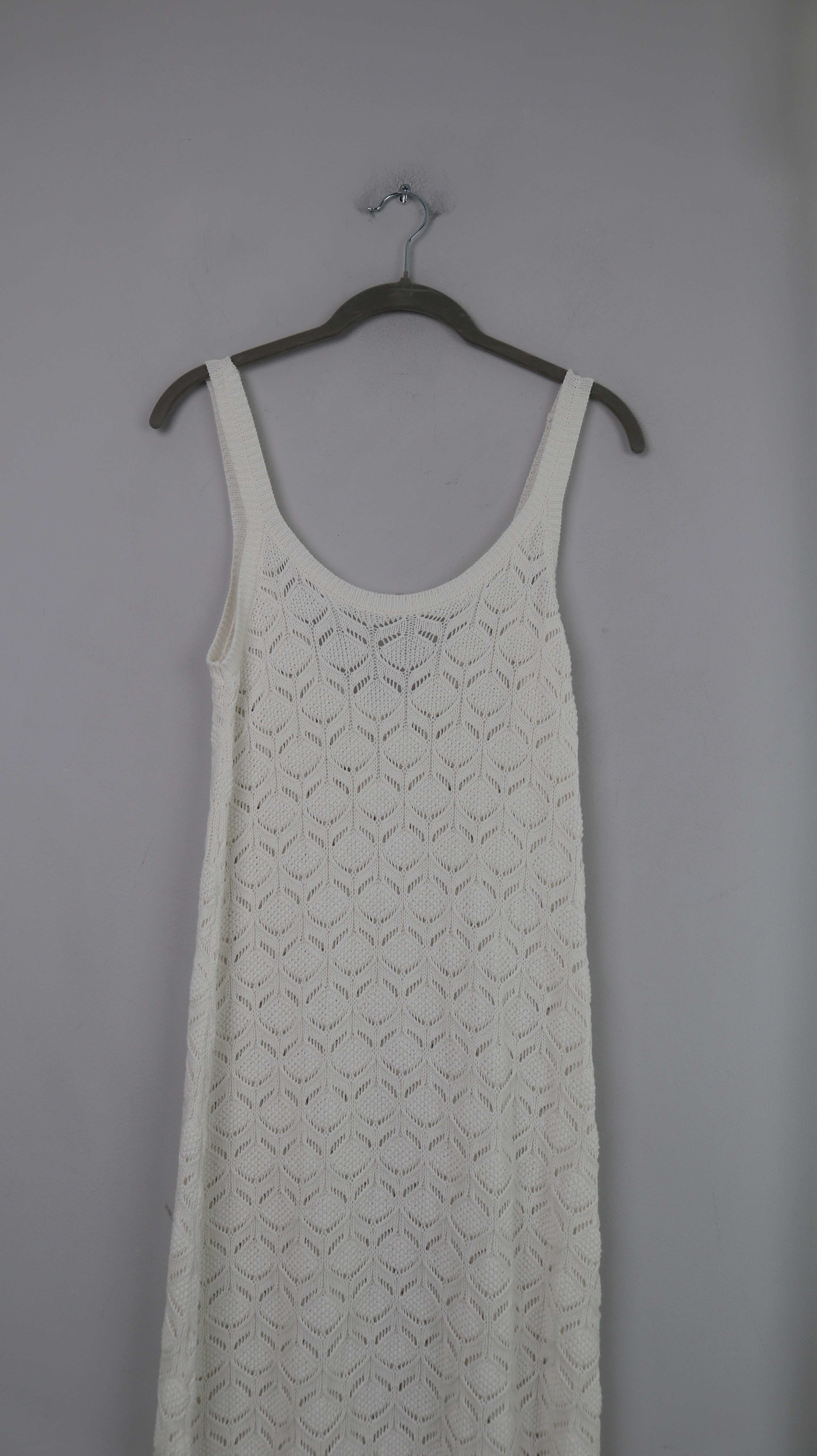 Oysho Kleid weiß Maxikleid lang gestrickt 36 S Maxi Sommerkleid gestrickt