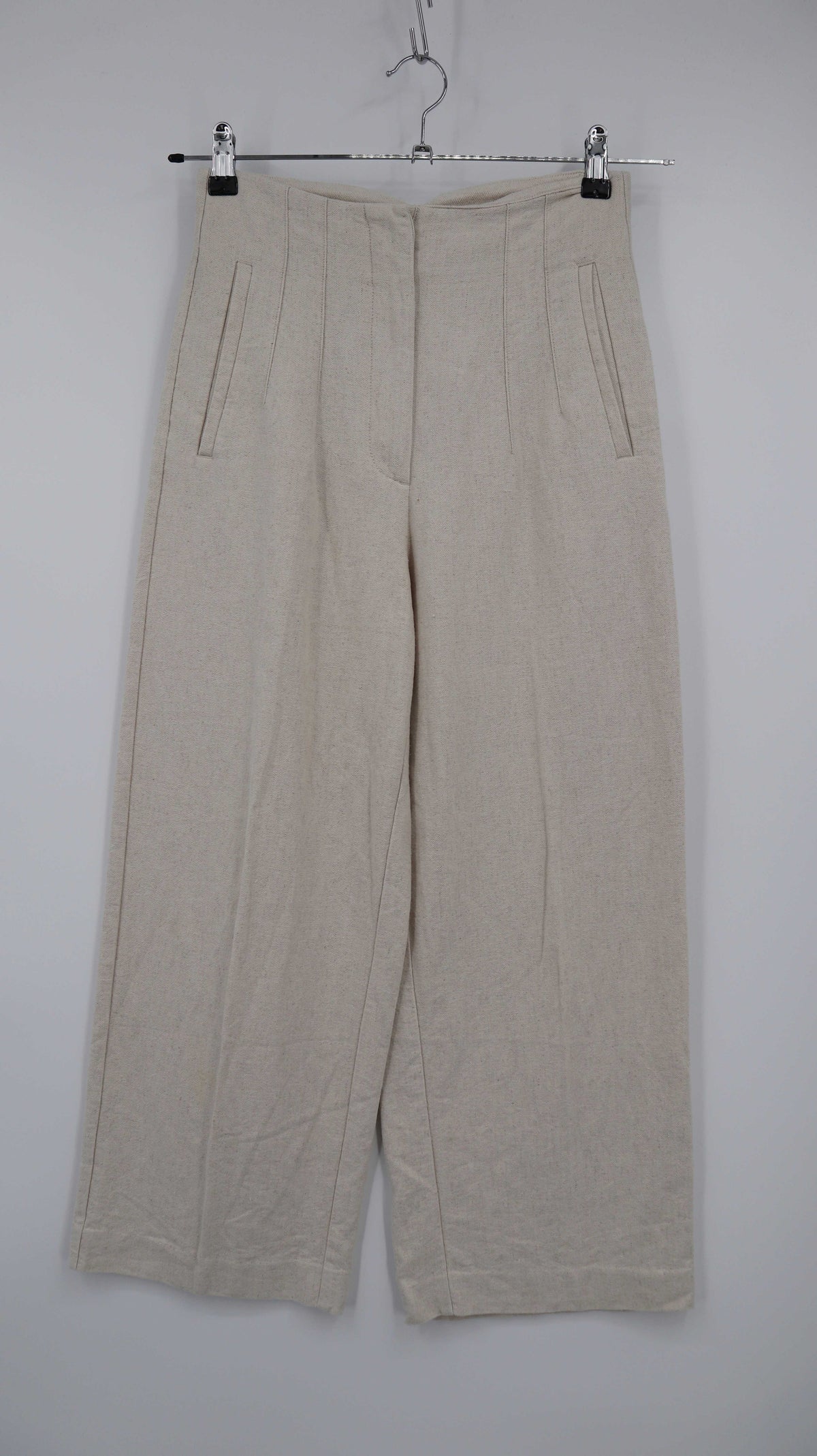 Zara Hose Creme Beige 36 S Leinen Leinenhose