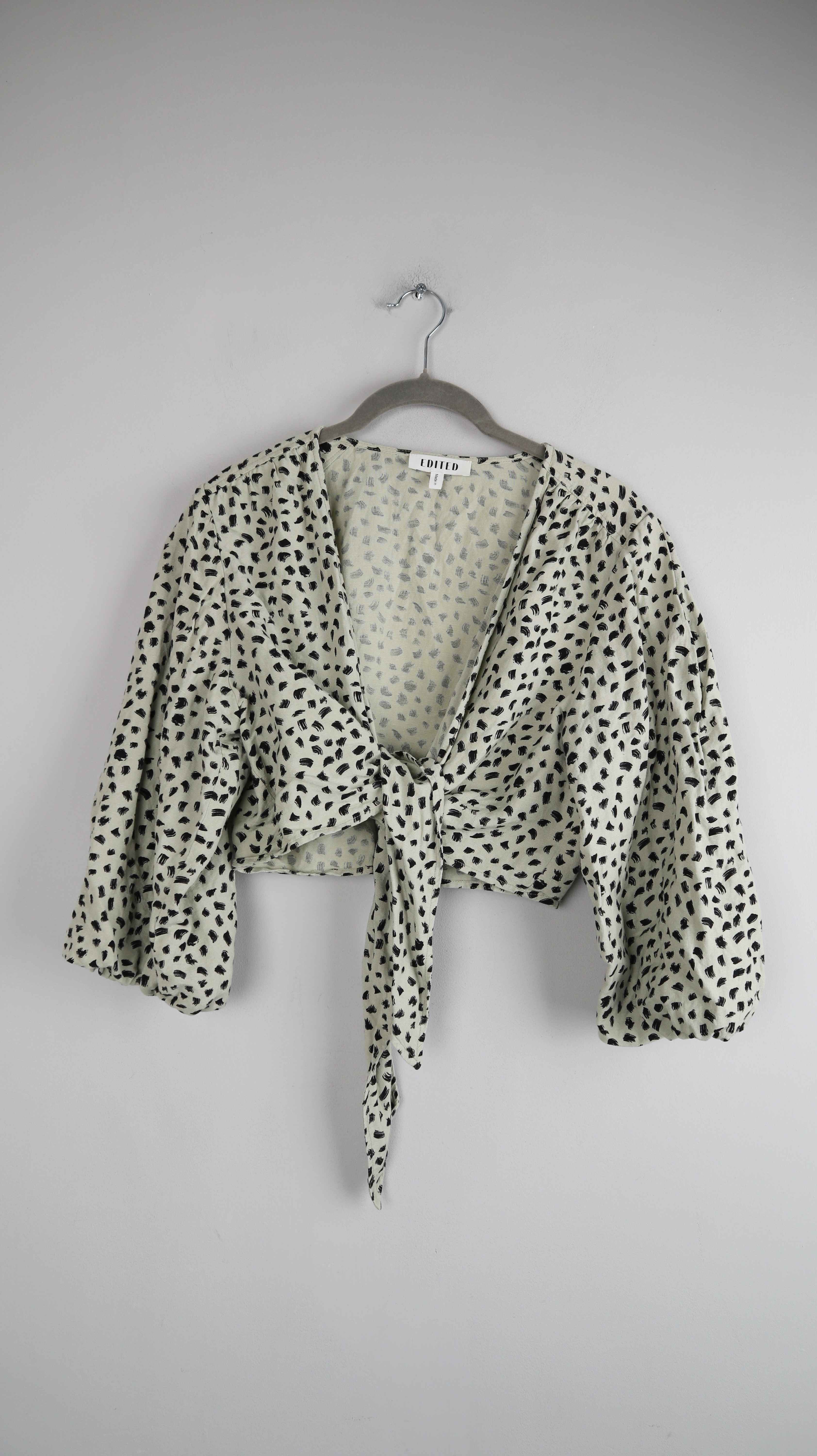 Edited Bluse weiß creme gepunktet 38 M Cropped Oberteil