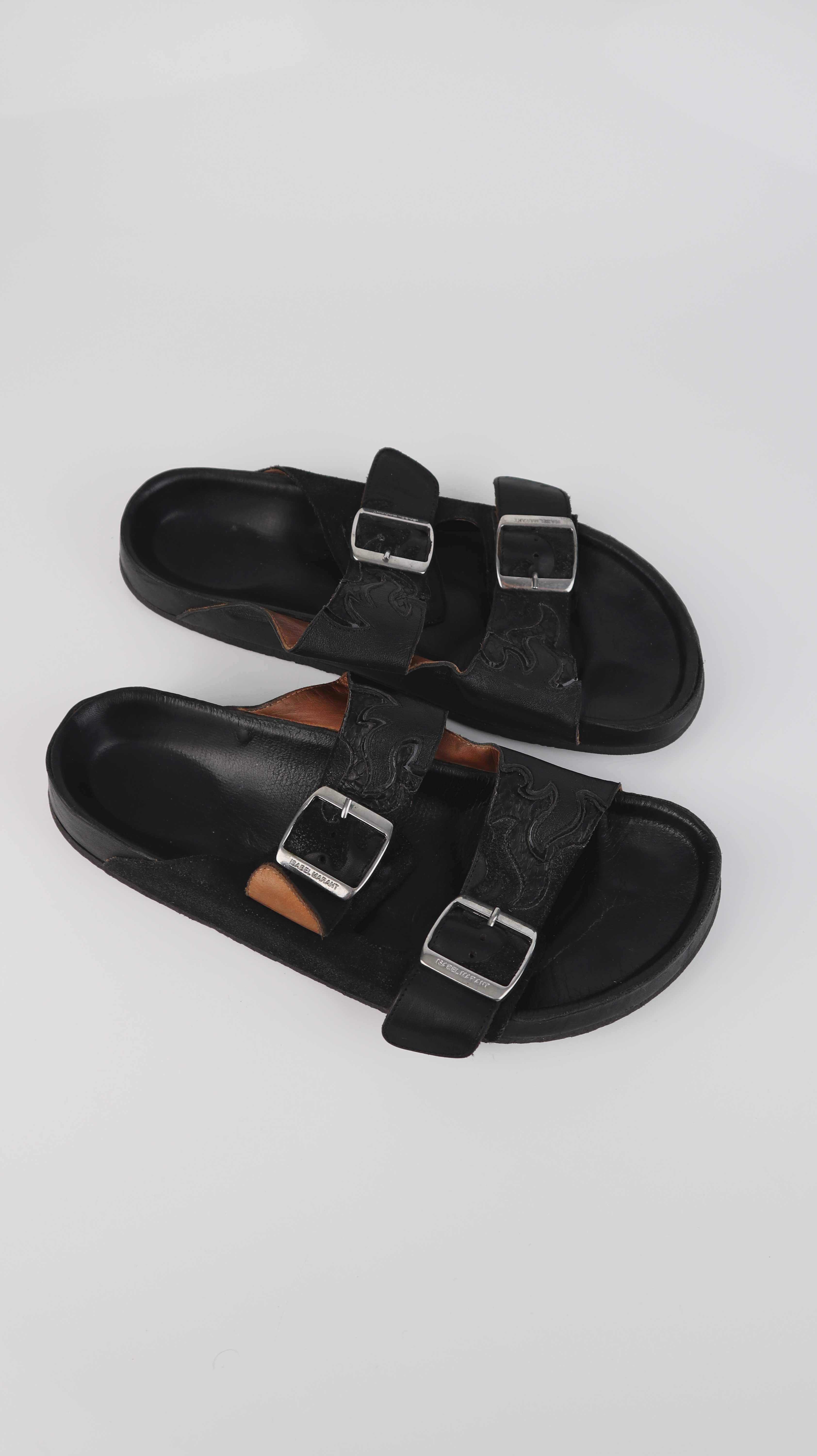 Isabel Marant Etoile Gail Pantoletten Slipper schwarz 38 39 Lederslipper Sandalen