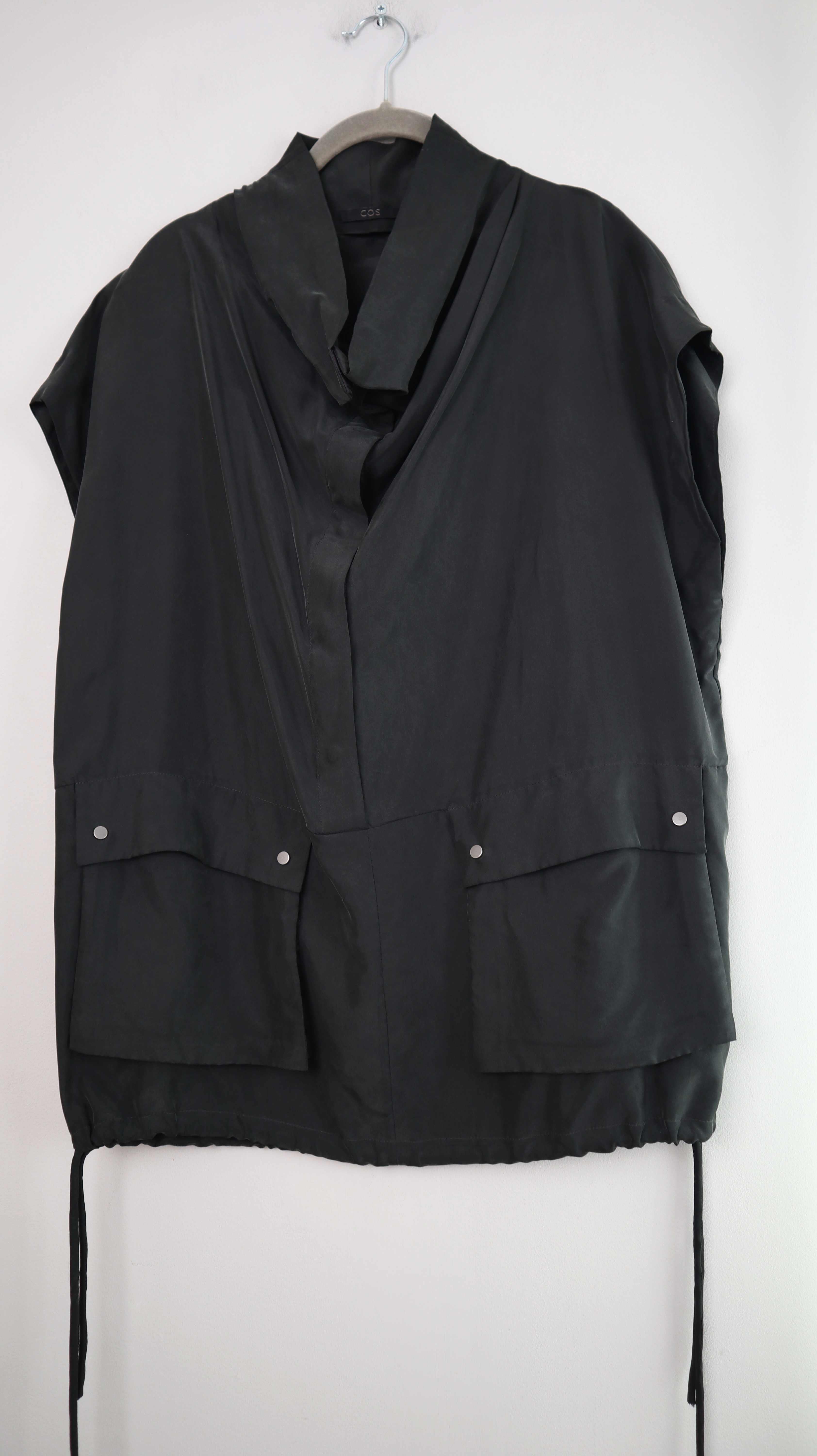 COS Bluse Hemd Shirt Seide schwarz Grau 34 geometrisch Oberteil