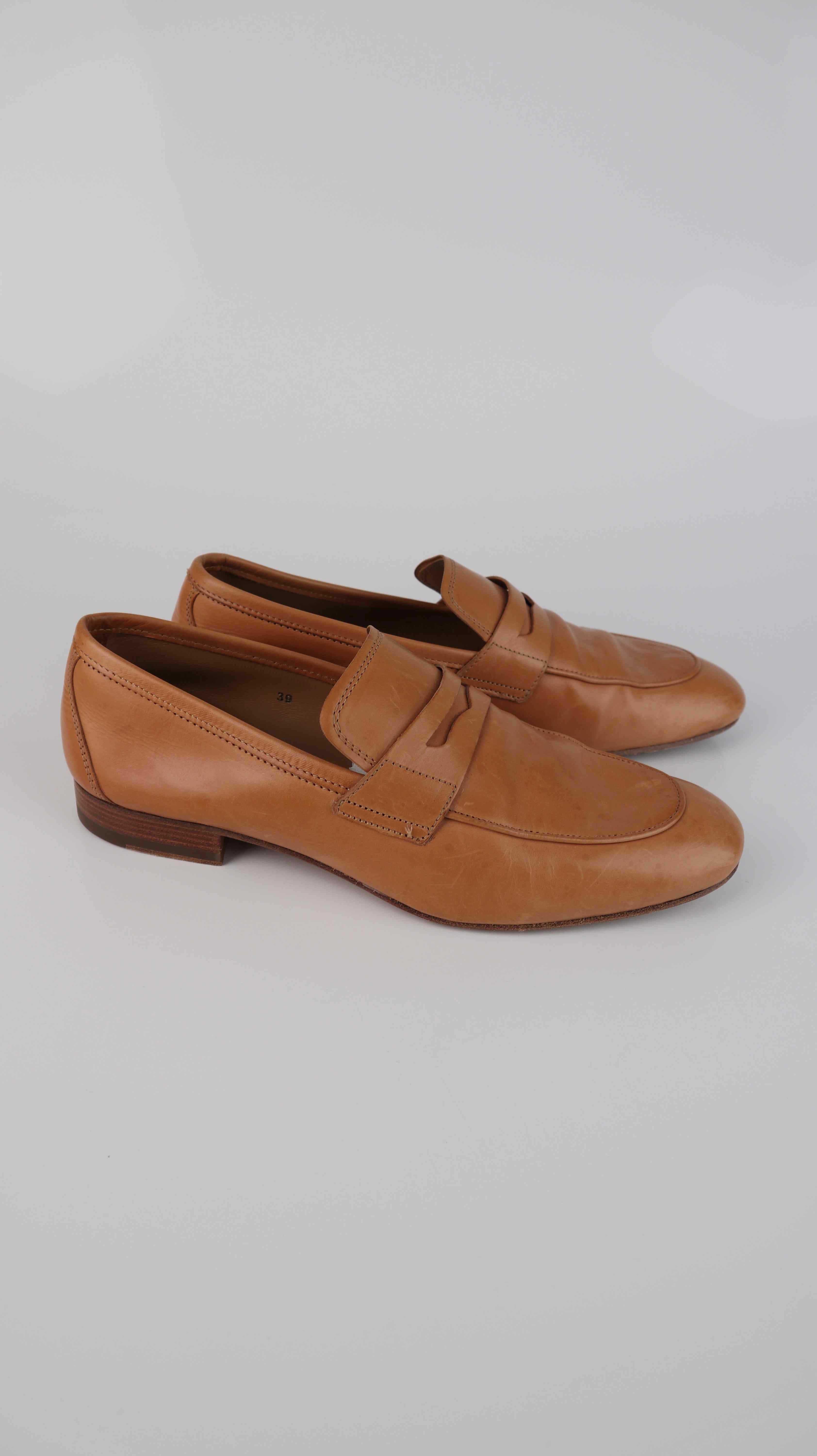 Closed Mokassins braun 39 Hellbraun Loafer Slipper Lederloafer Leder