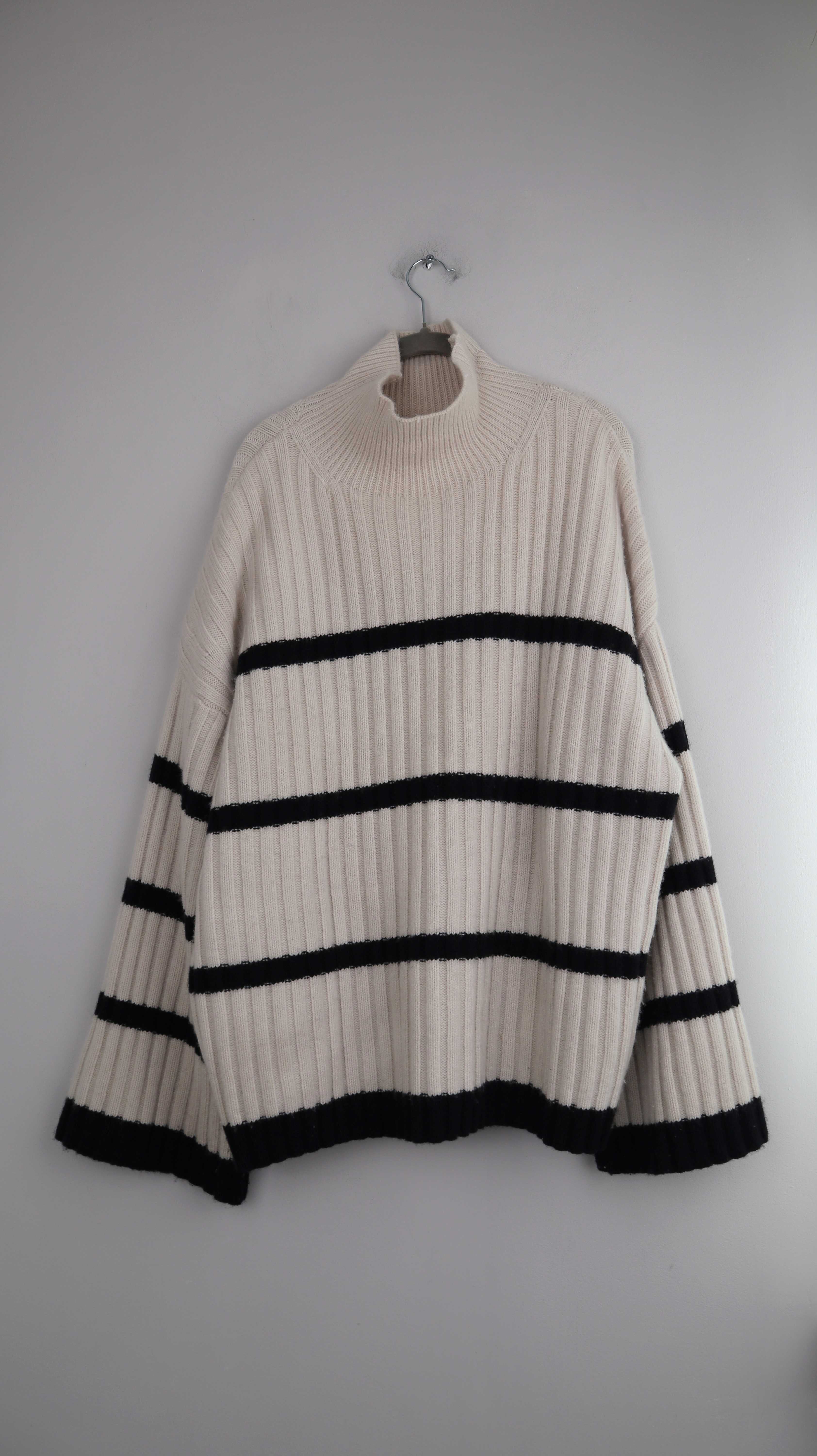 H&M Pullover gestrickt Beige Creme Wolle Wollpullover 36 S