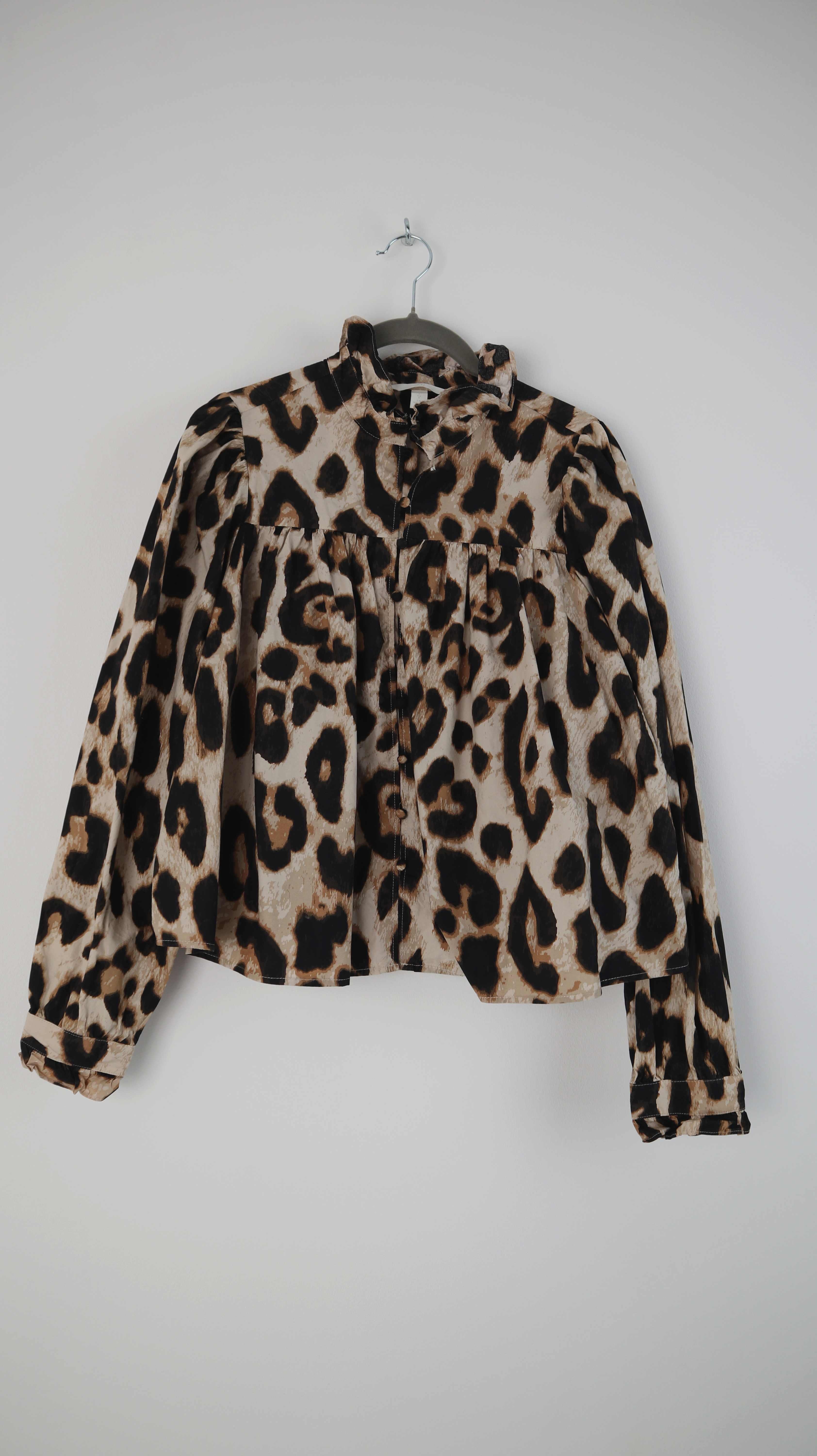 H&M Bluse Leo 36 S Animalprint Leopardenmuster Langärmlig
