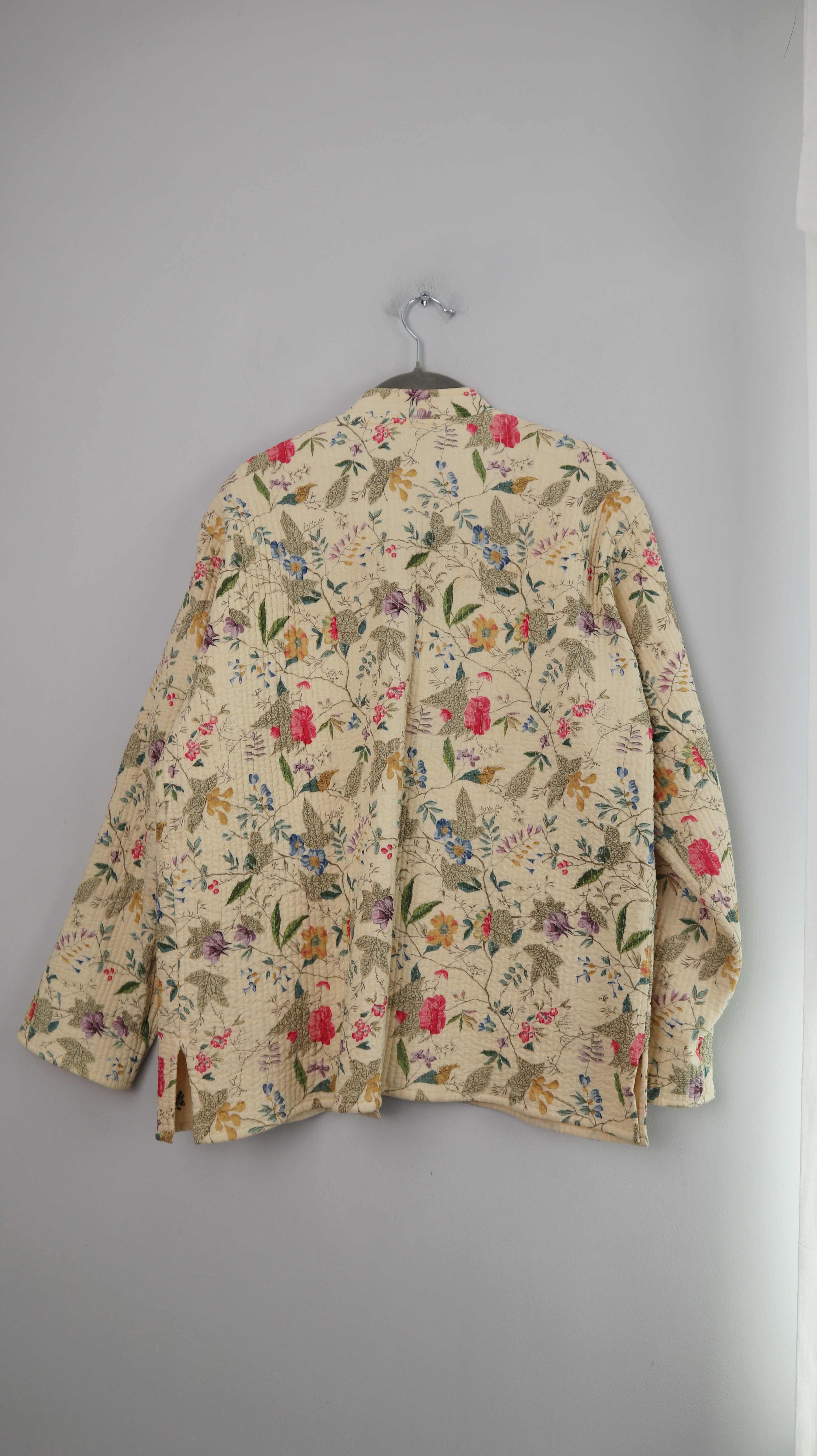True Vintage Jacke 38 M Wendejacke gesteppt Creme Beige Blumen