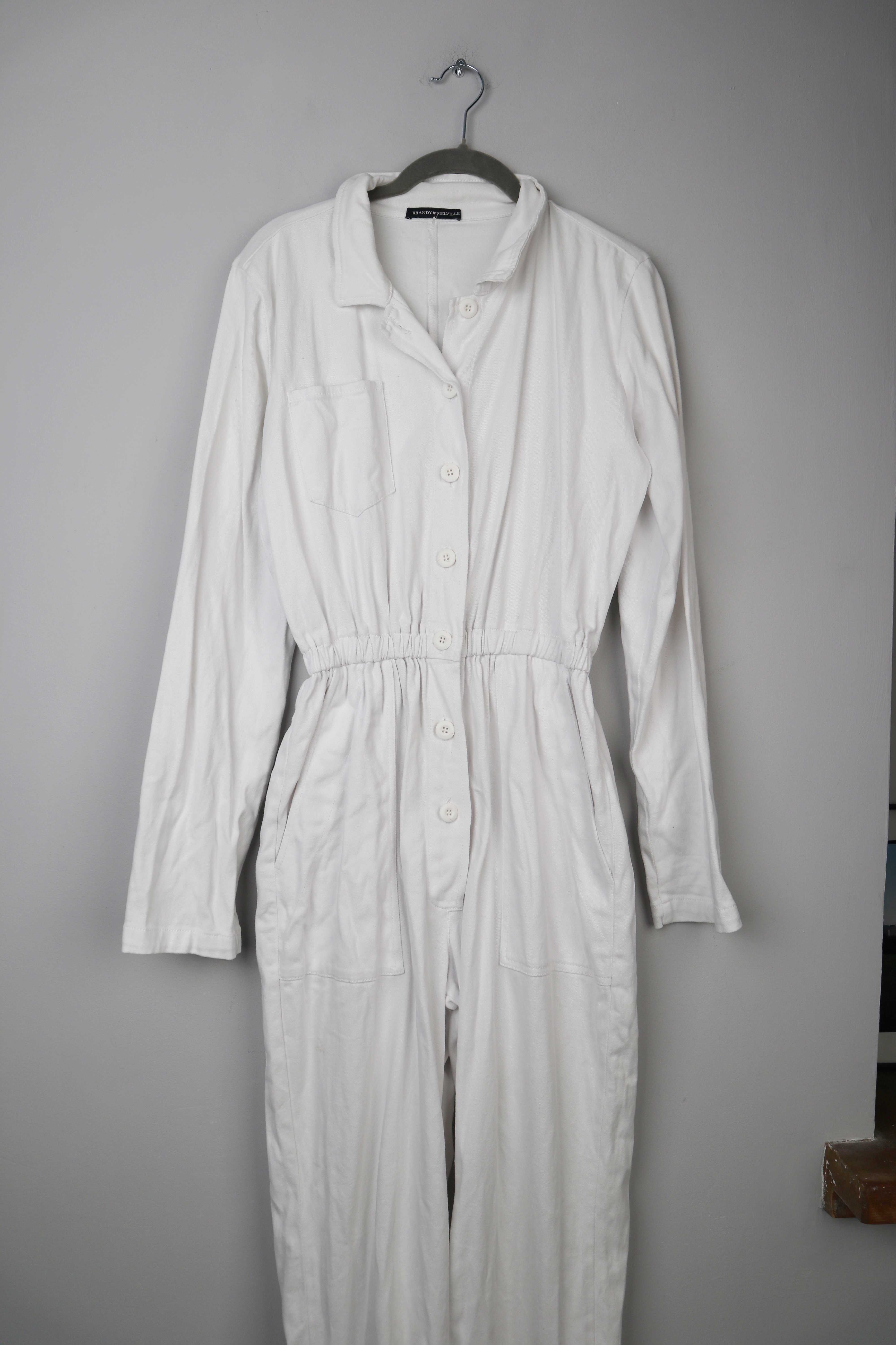 Brandy Melville Overall Einteiler Weiß Baumwolle Anzug Ganzkörperanzug