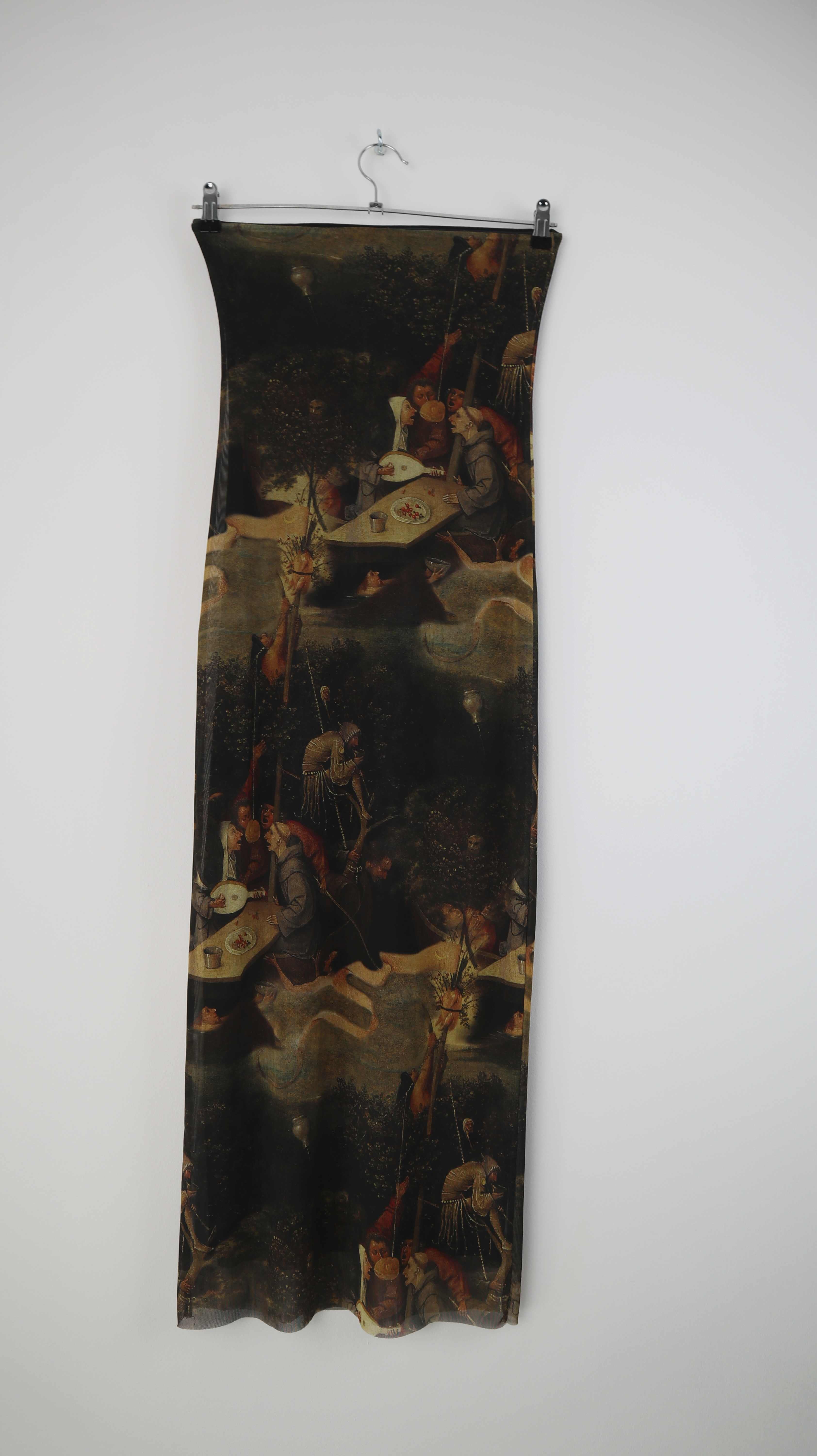 Zara Hieronymus Bosch Kleid Schlauchkleid Tubekleid 36 S Grün schwarz