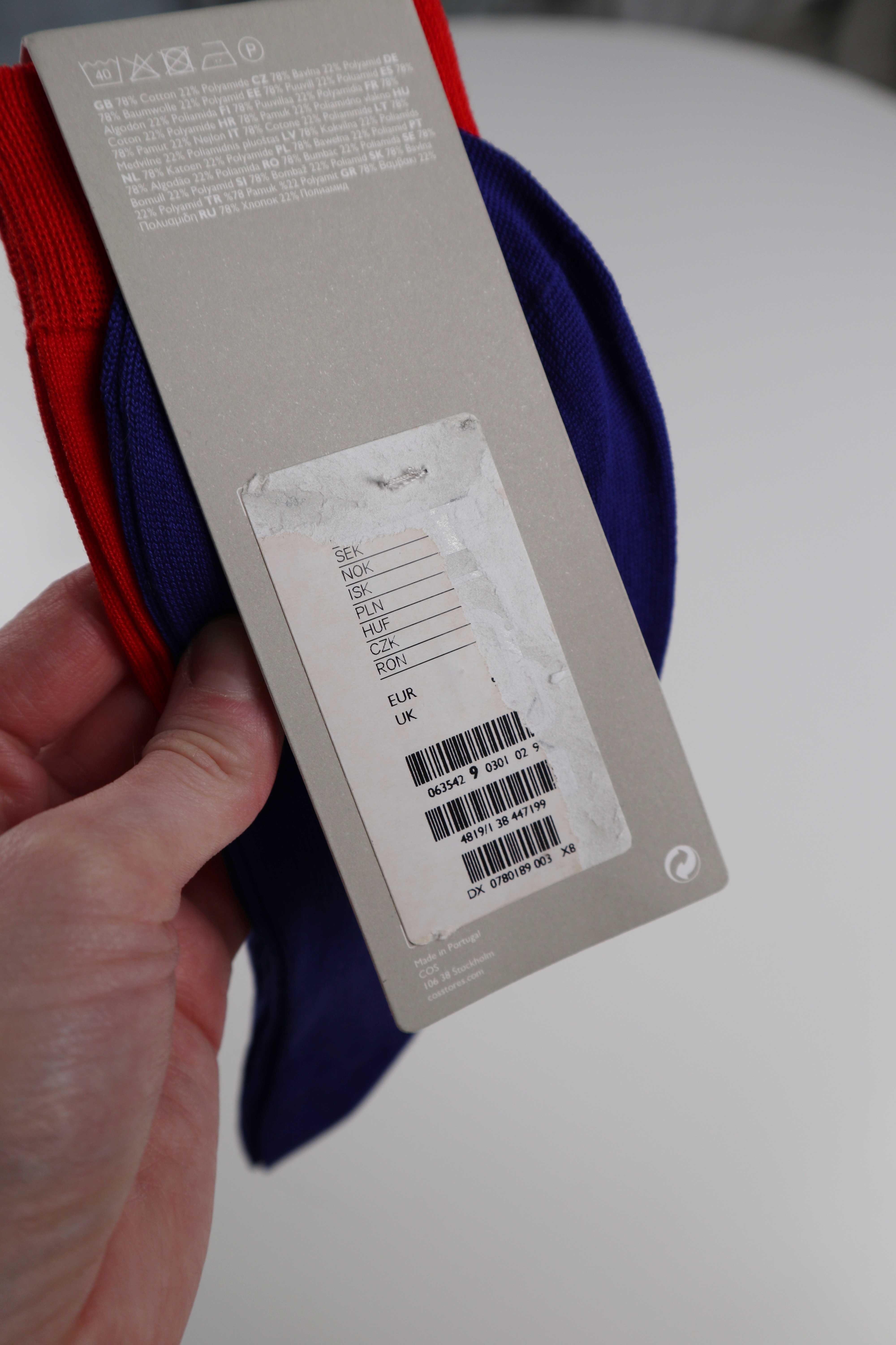 COS Socken neu Baumwollsocken Blau rot Herrensocken 44