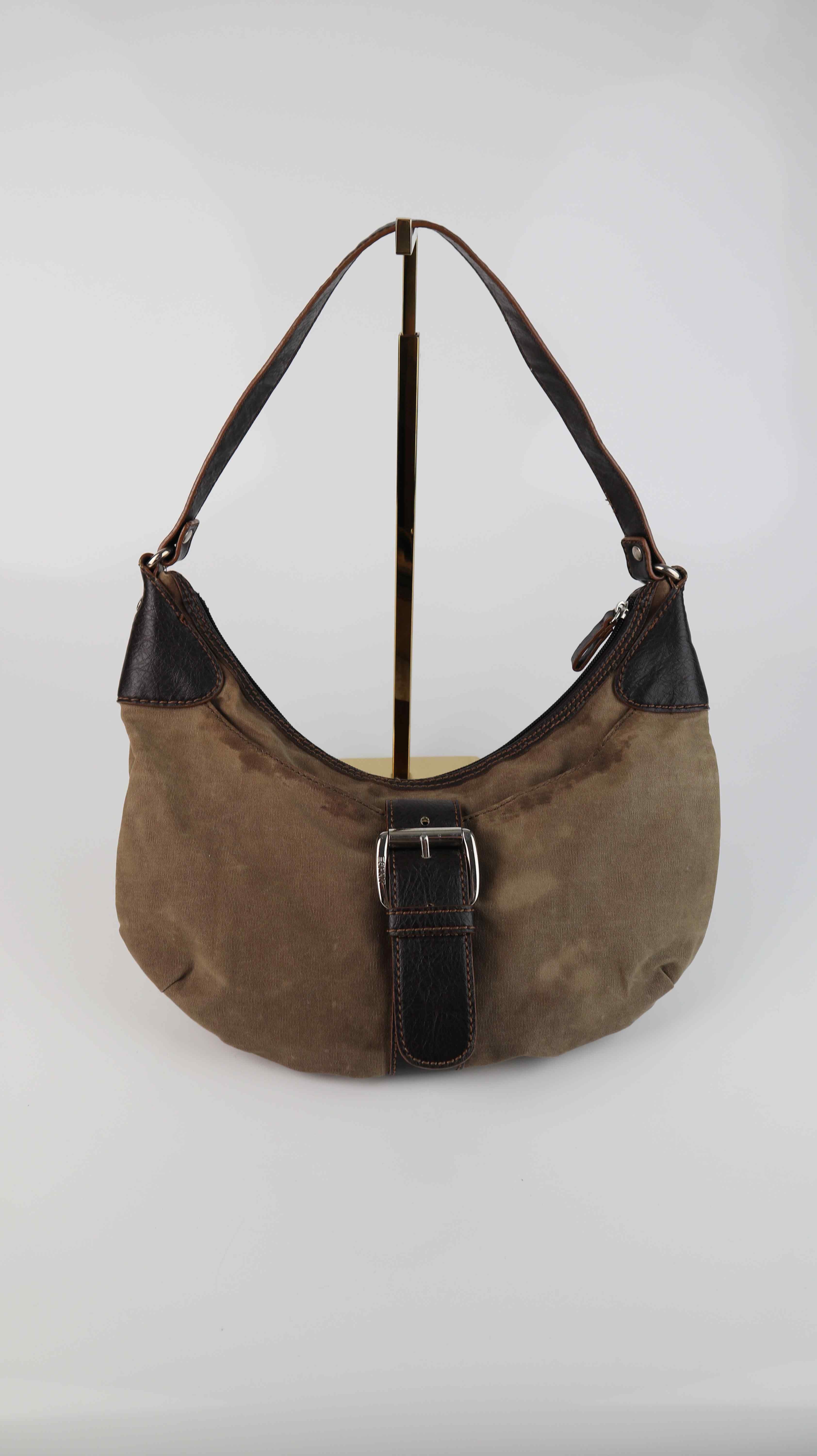 Esprit Tasche Schultertasche Khaki Handtasche Schnalle Baguette Bag