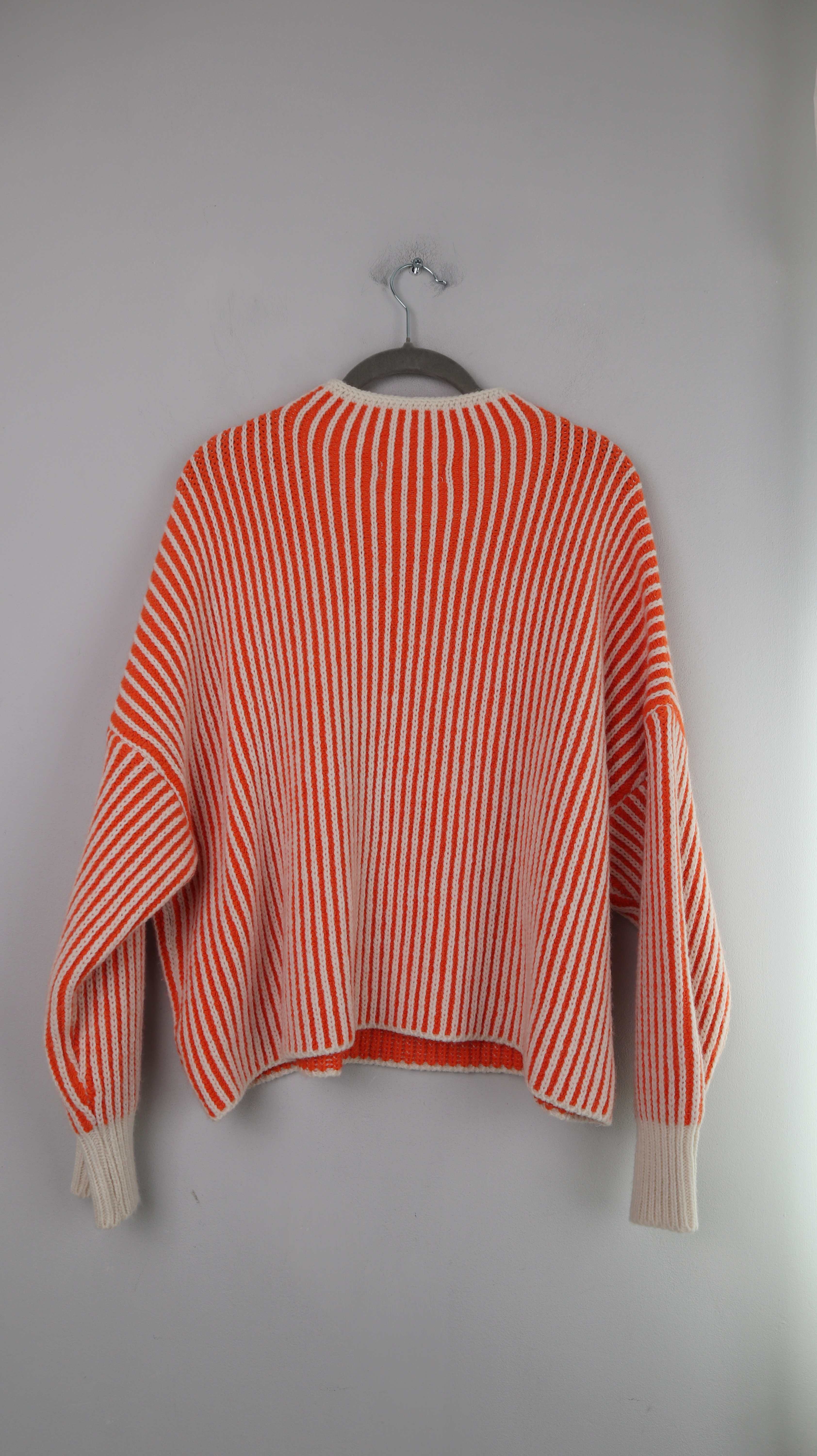 Selected Touch Pullover Orange Strickpullover Rollkragen gestreift weiß 38 M