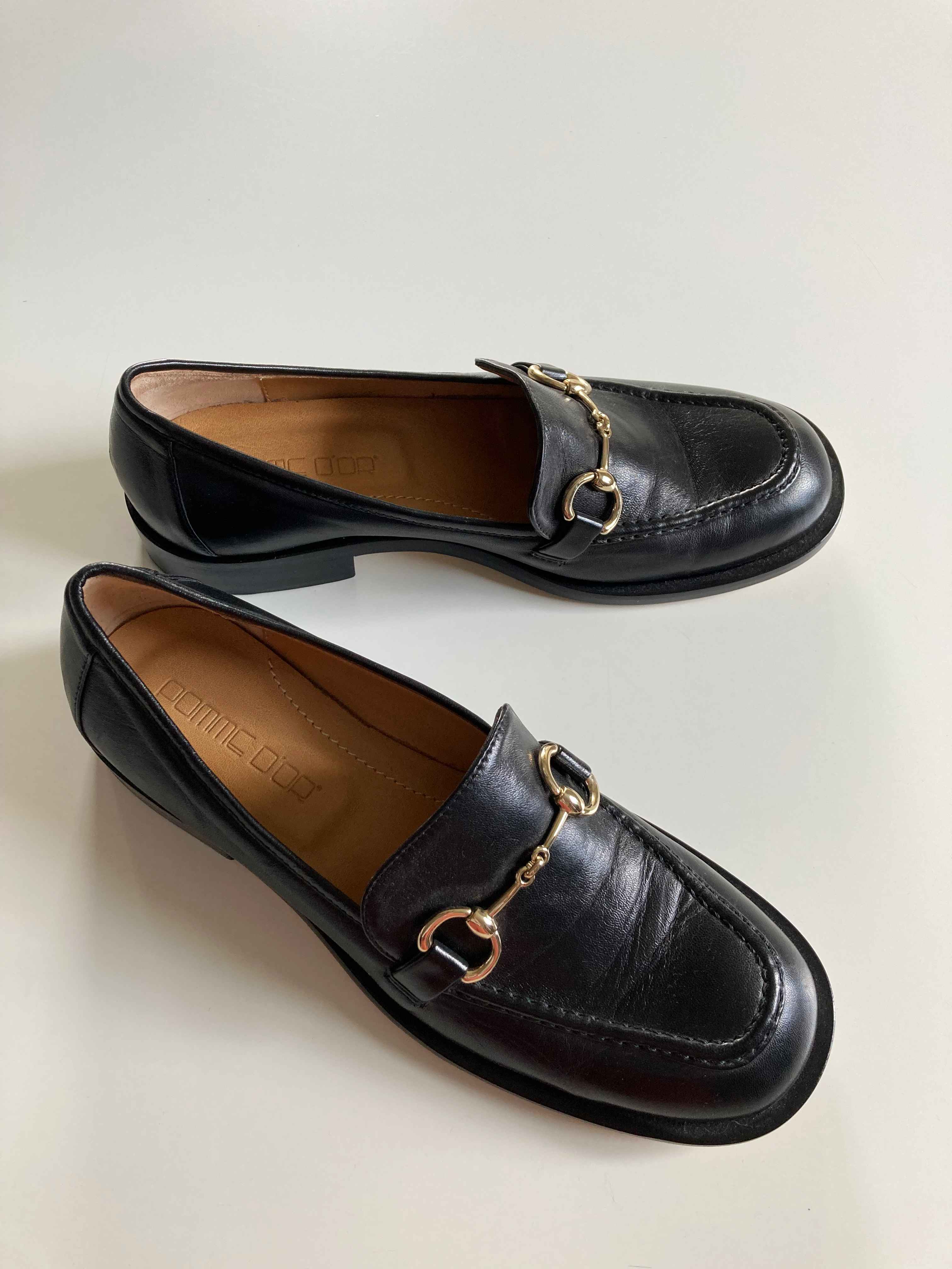 Pomme D'or Slipper schwarz 38 neu Loafer Gold Mokassins Halbschuhe