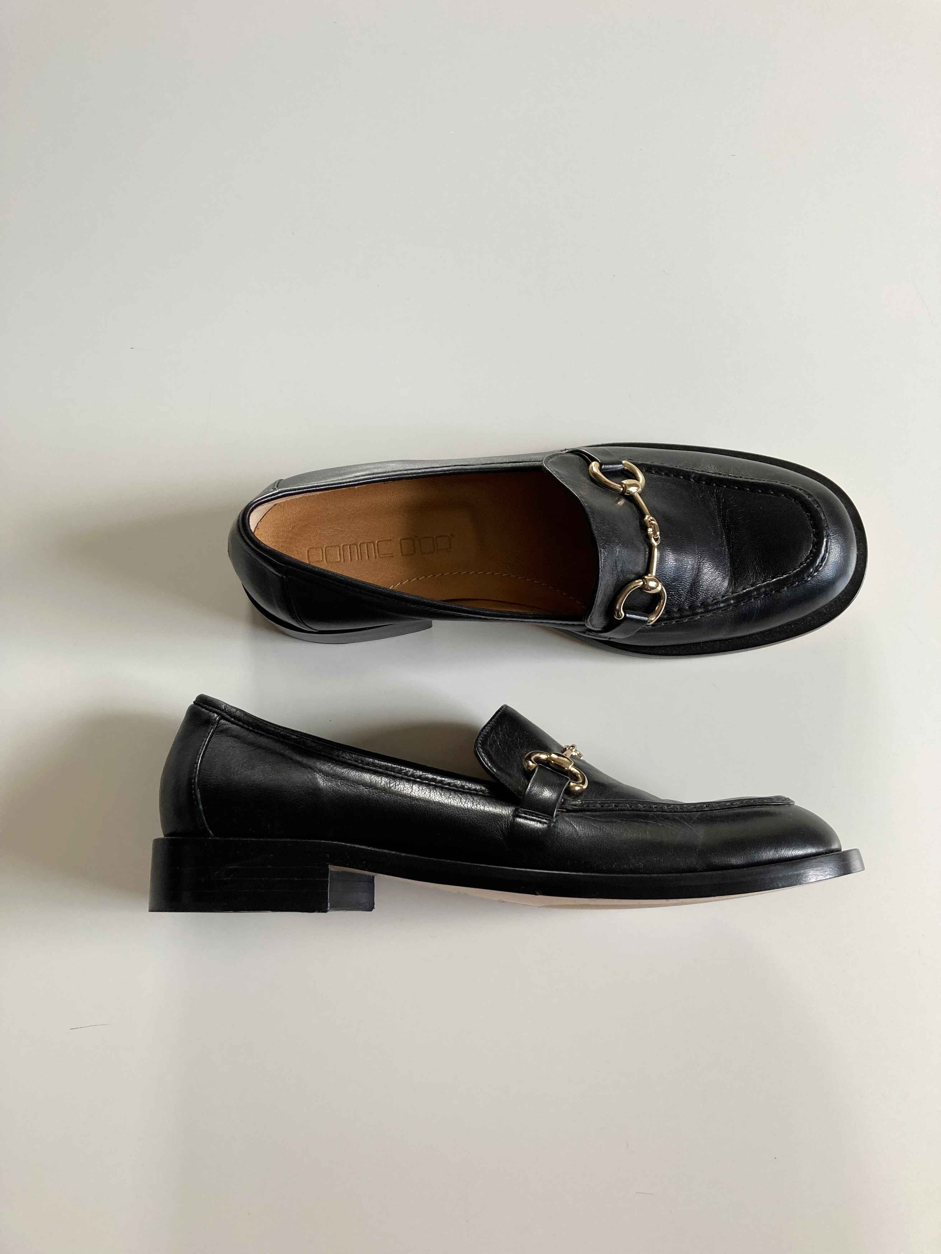 Pomme D'or Slipper schwarz 38 neu Loafer Gold Mokassins Halbschuhe