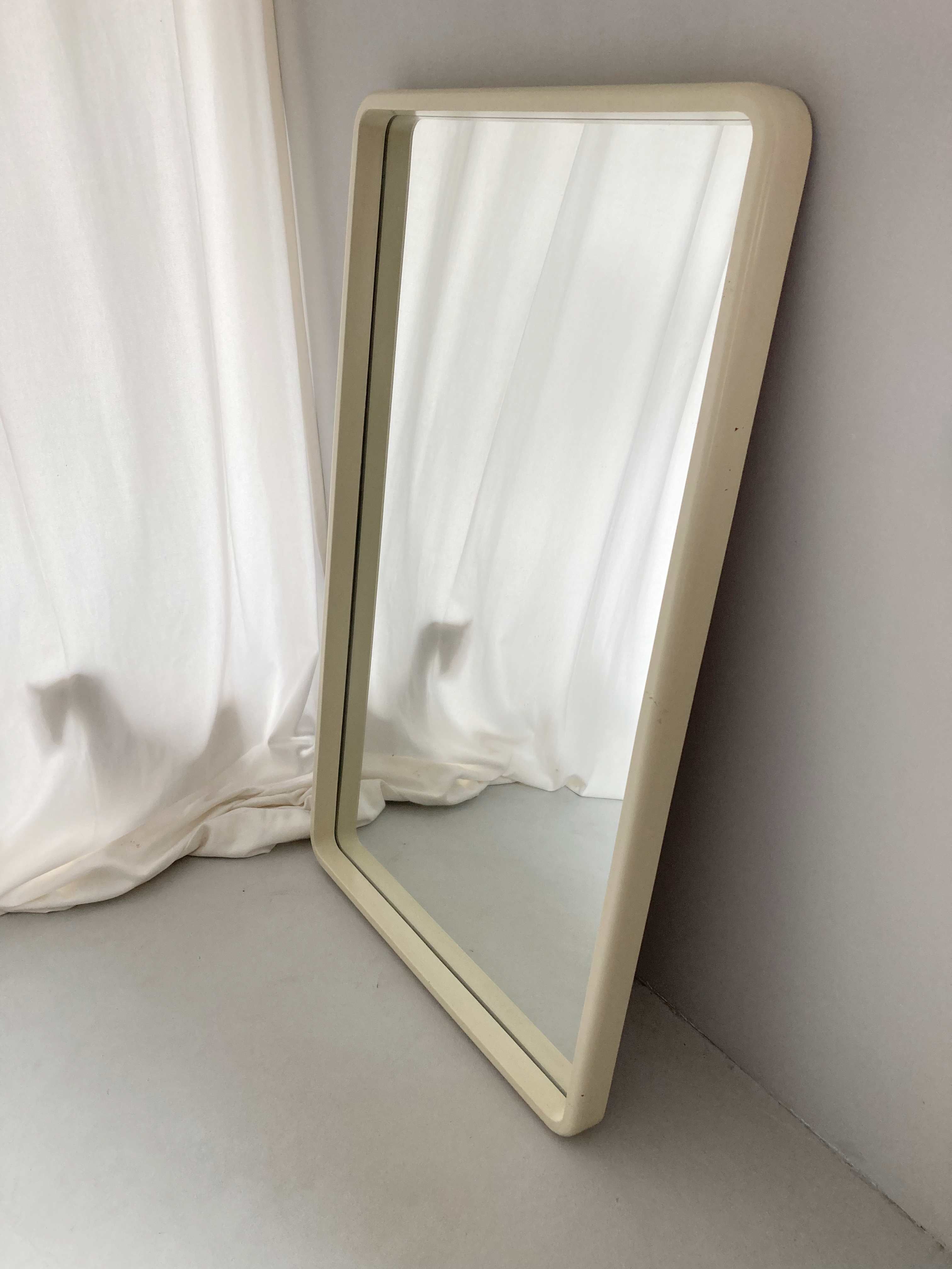 True Vintage Retro Spiegel Wandspiegel Creme 70er rund rechteckig