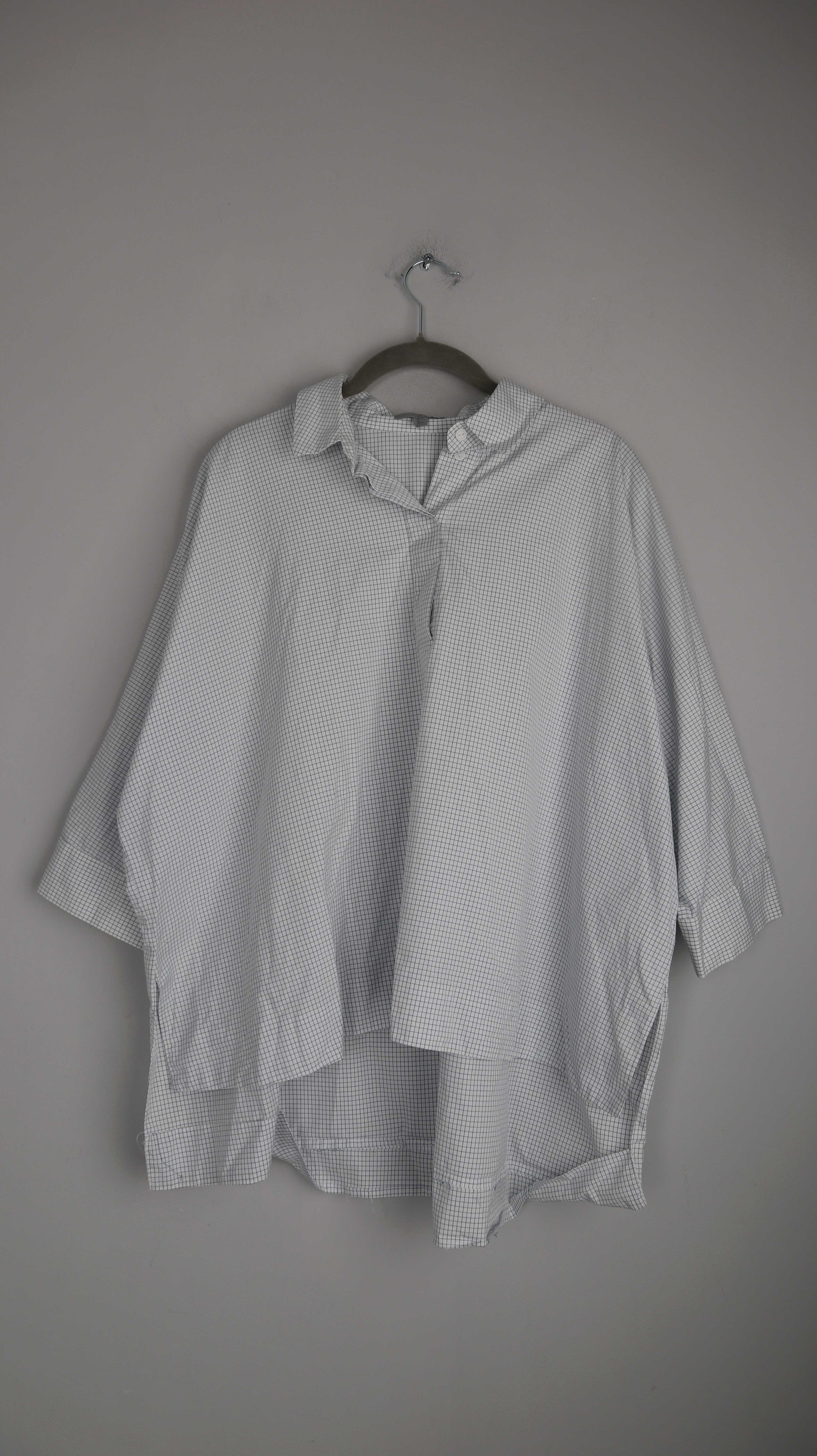 COS Bluse Shirt weiß Blau kariert 36 S Oversized basic