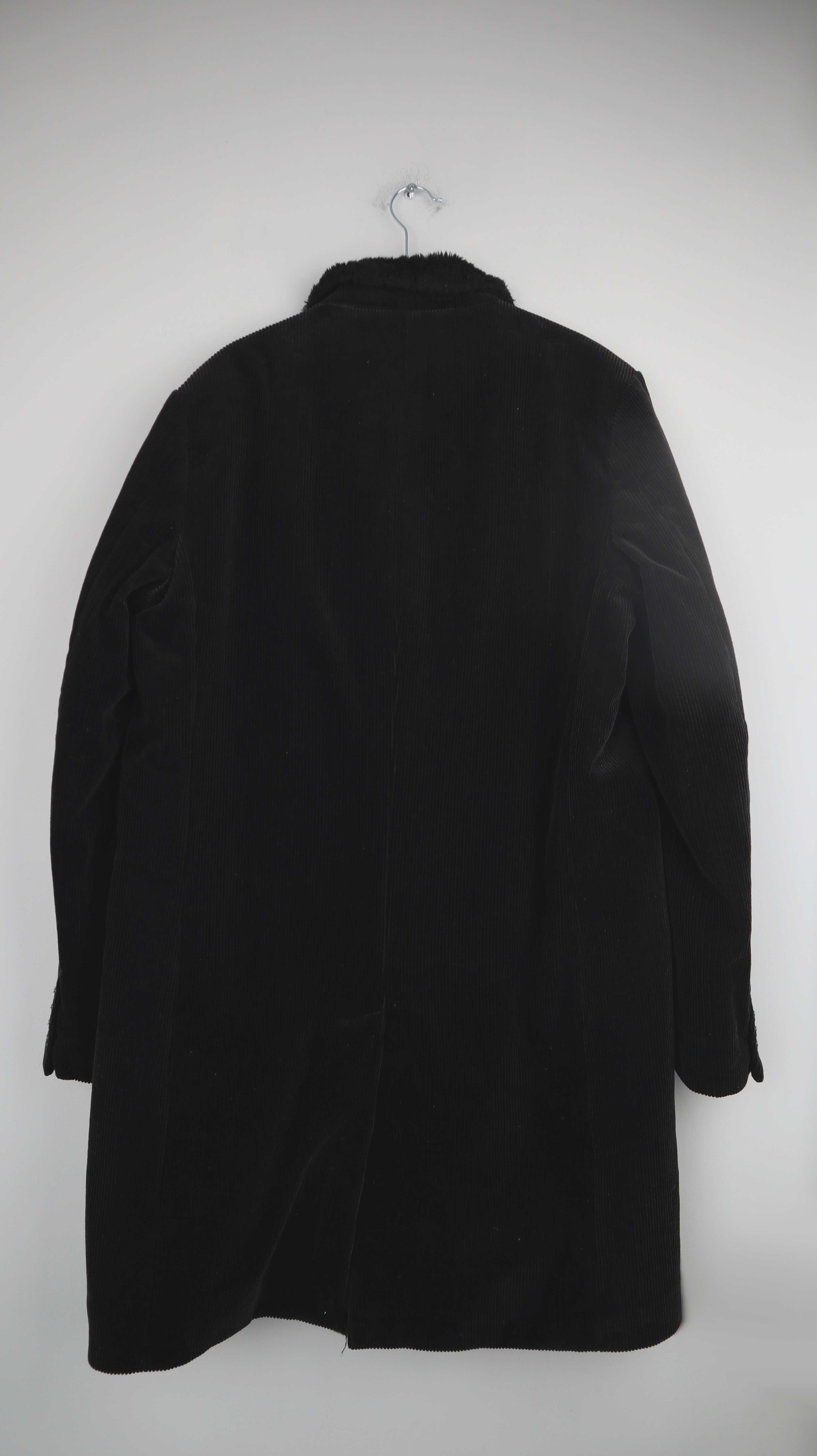 Zara Cordmantel L schwarz Mantel Jacke Cord Trenchcoat Cabanmantel