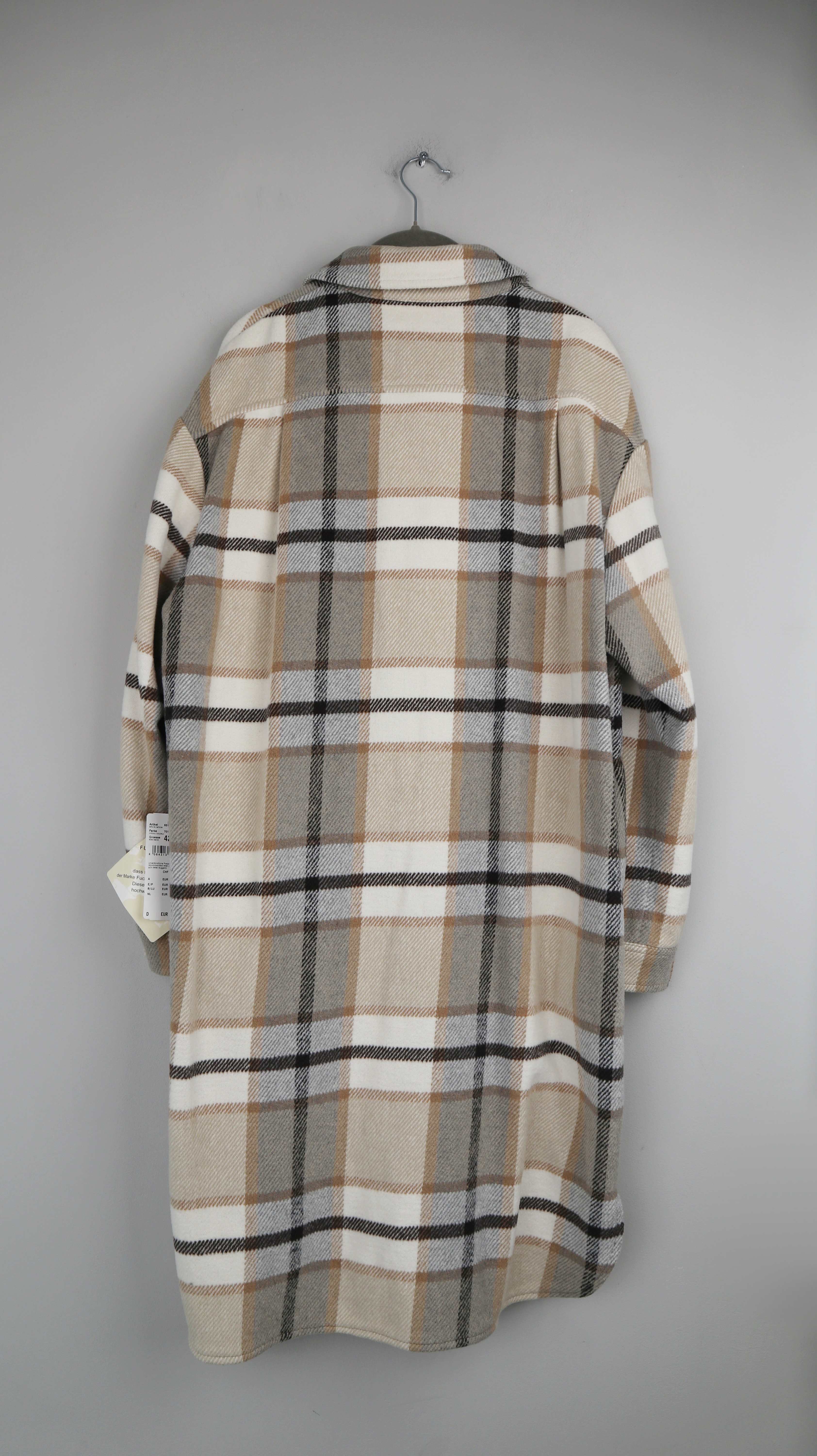 Fuchs Schmitt Jacke Neu Mantel kariert Creme 42 Beige Hemdjacke