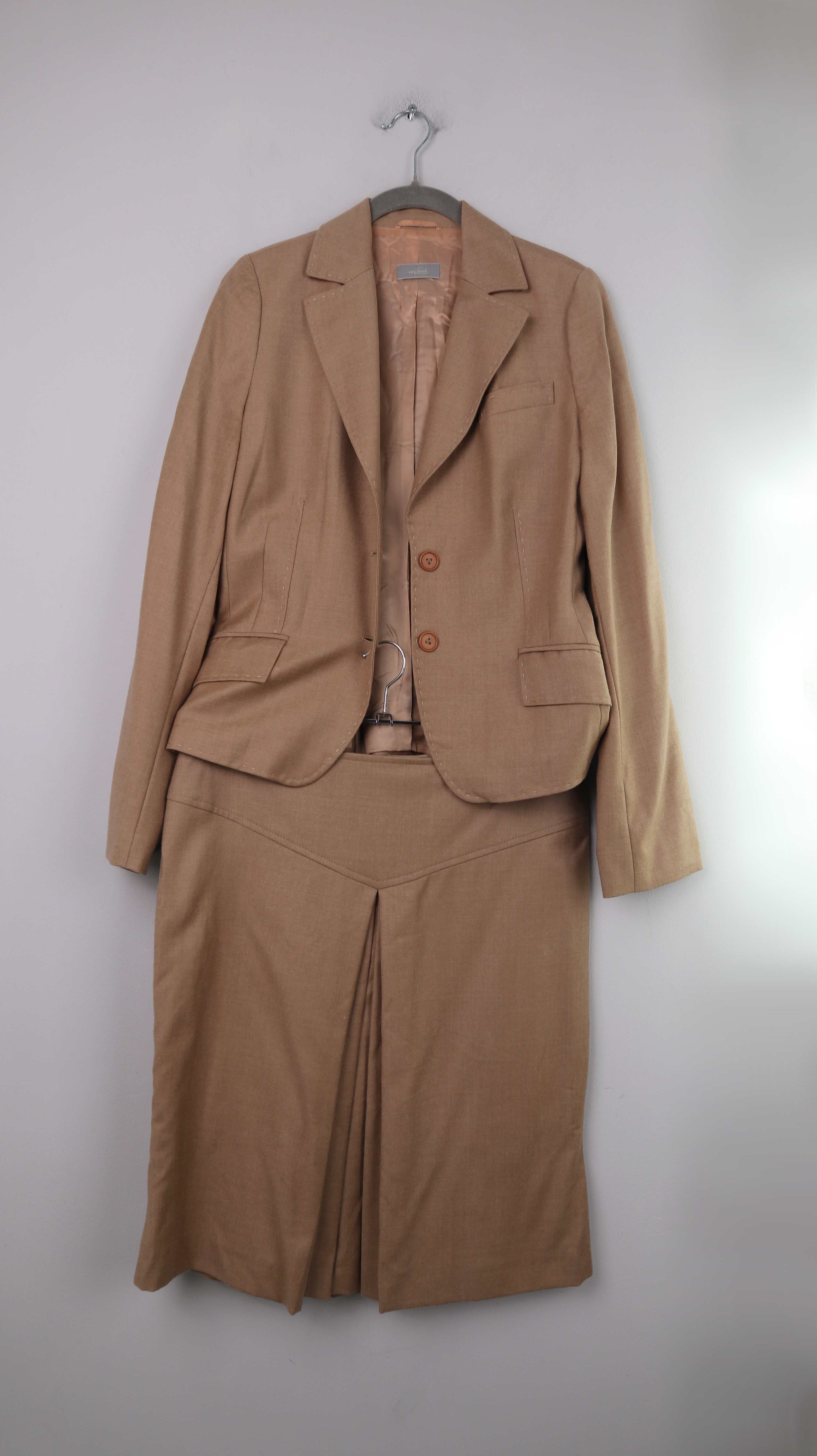 Van Laack Set Anzug Kostüm Braun 38 M Rock Blazer Schurwolle