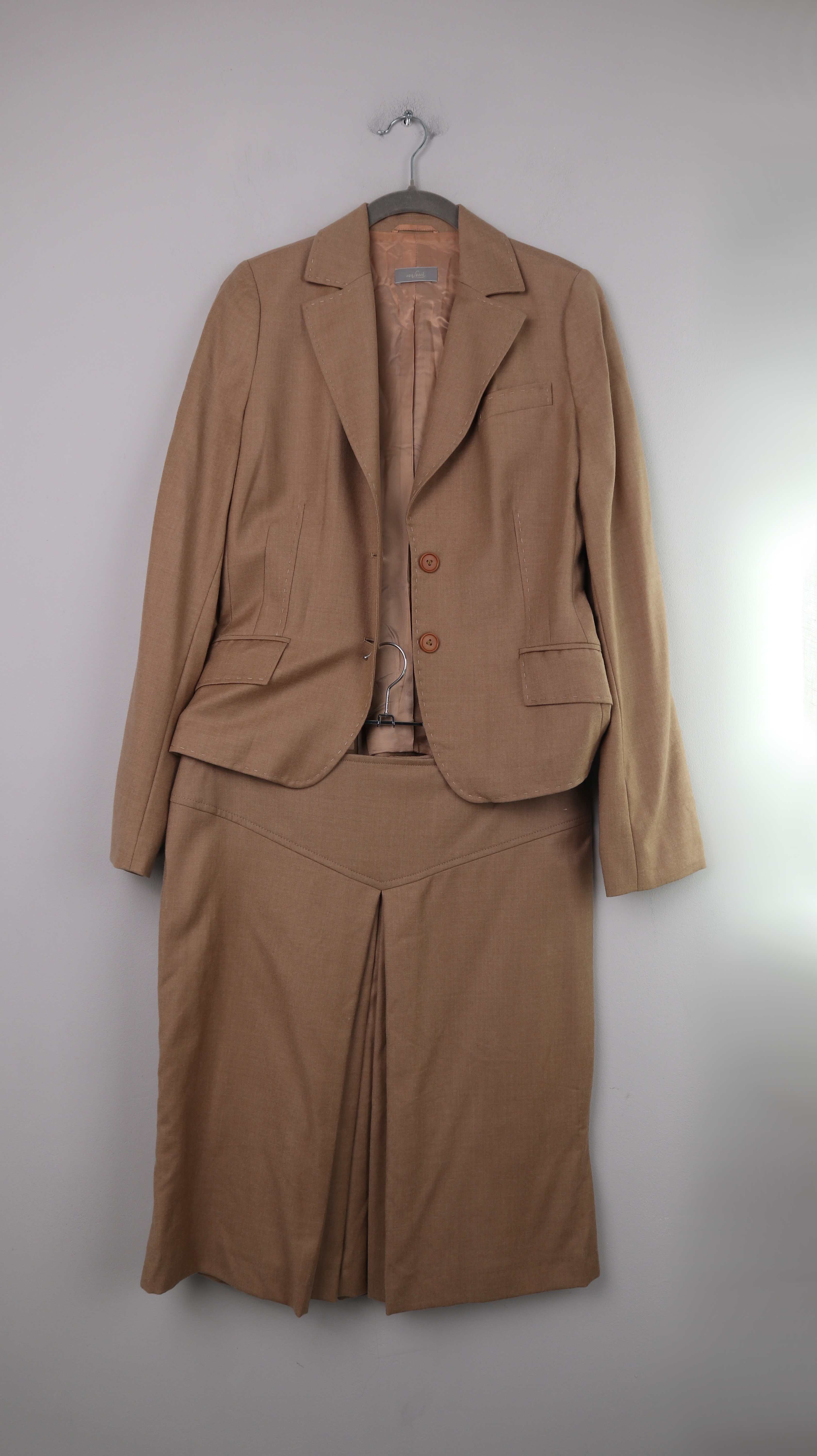 Van Laack Set Anzug Kostüm Braun 38 M Rock Blazer Schurwolle