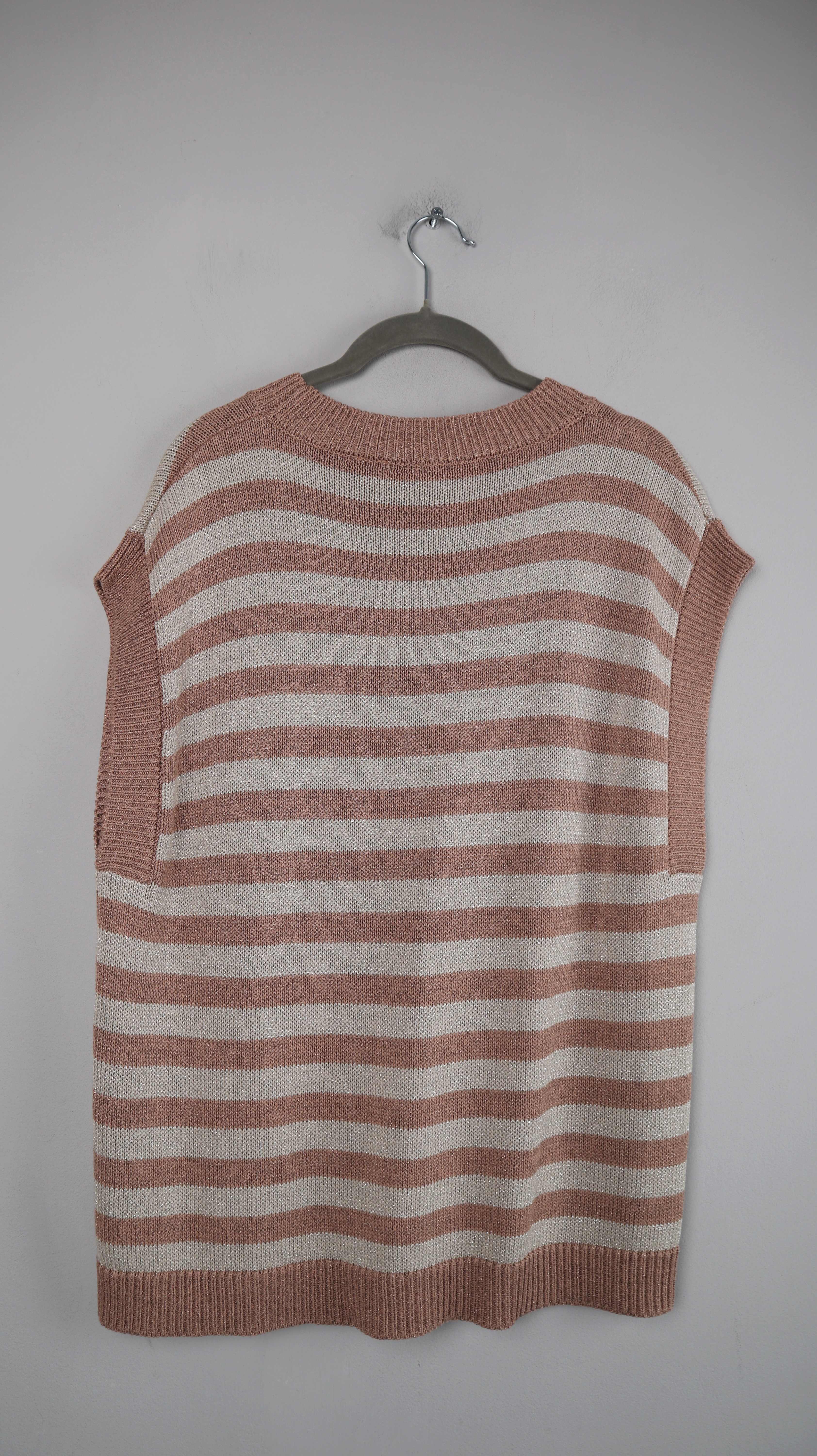 Rino & Pelle Shirt XXL Top gestreift Glitzer braun Silber 40 L off shoulder