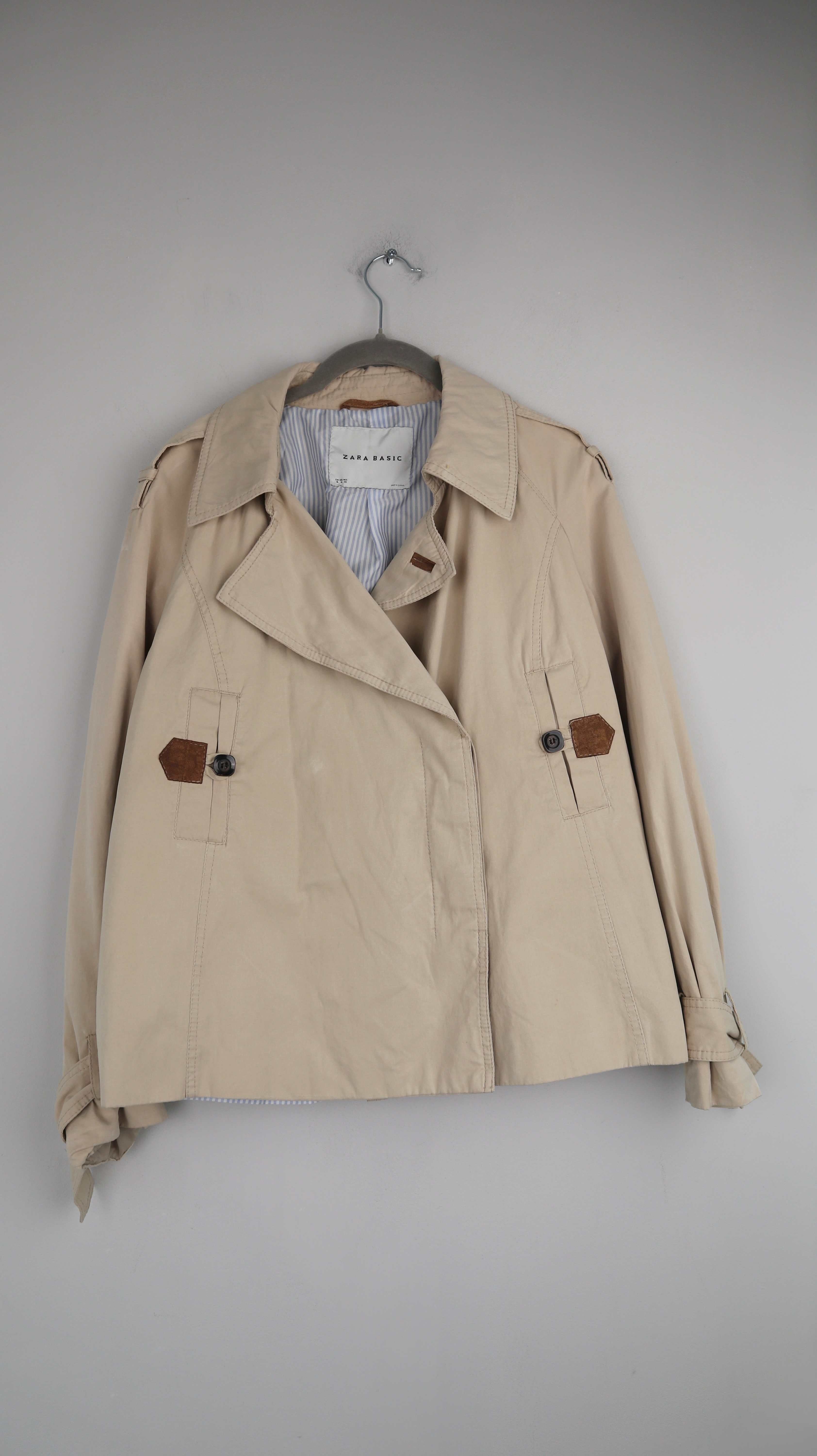 Zara Basic Trench Trenchcoat Beige kurz Kurzjacke 38 M Jacke