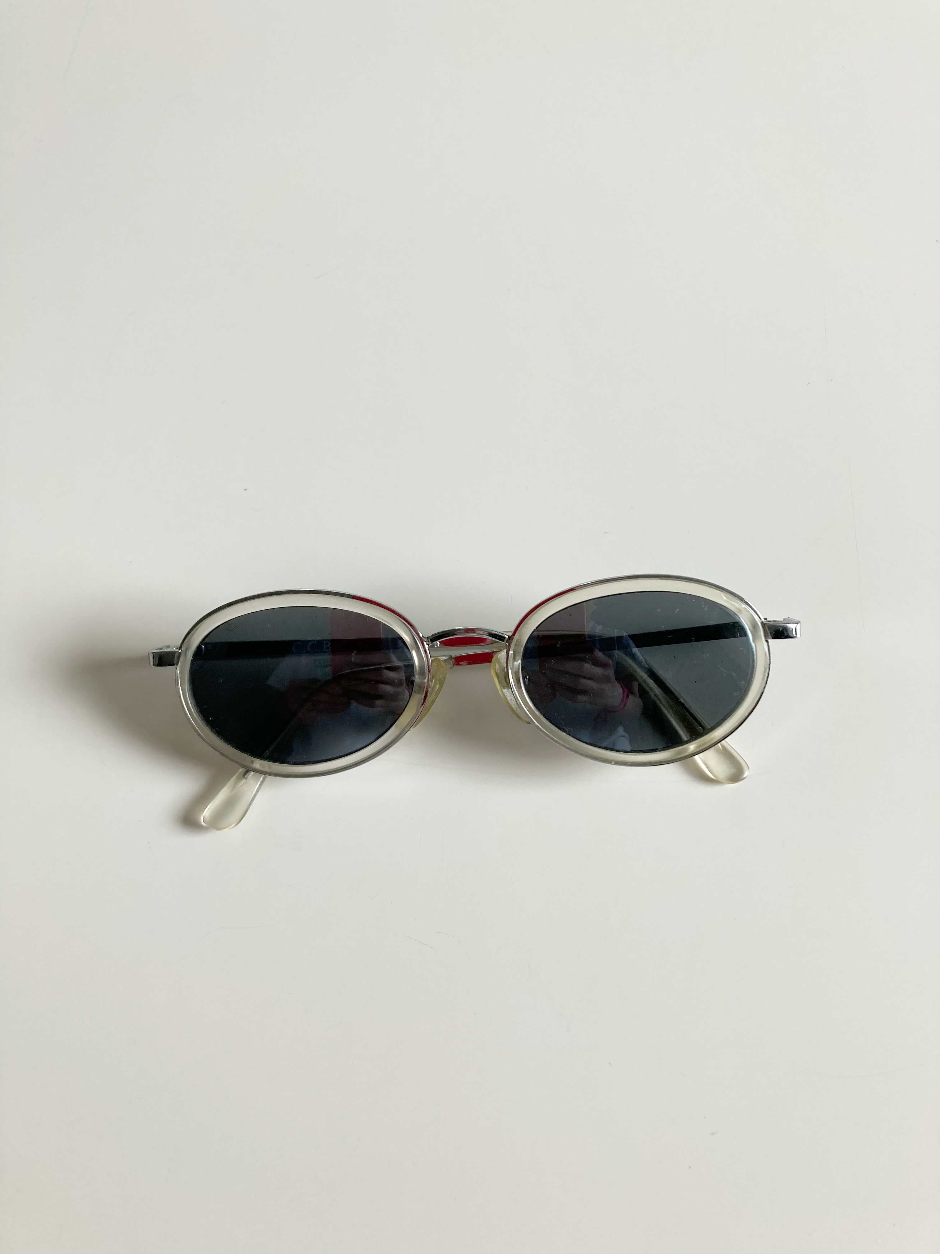 True Vintage Brille Sonnenbrille Grau rund oval Kunststoff Transparent