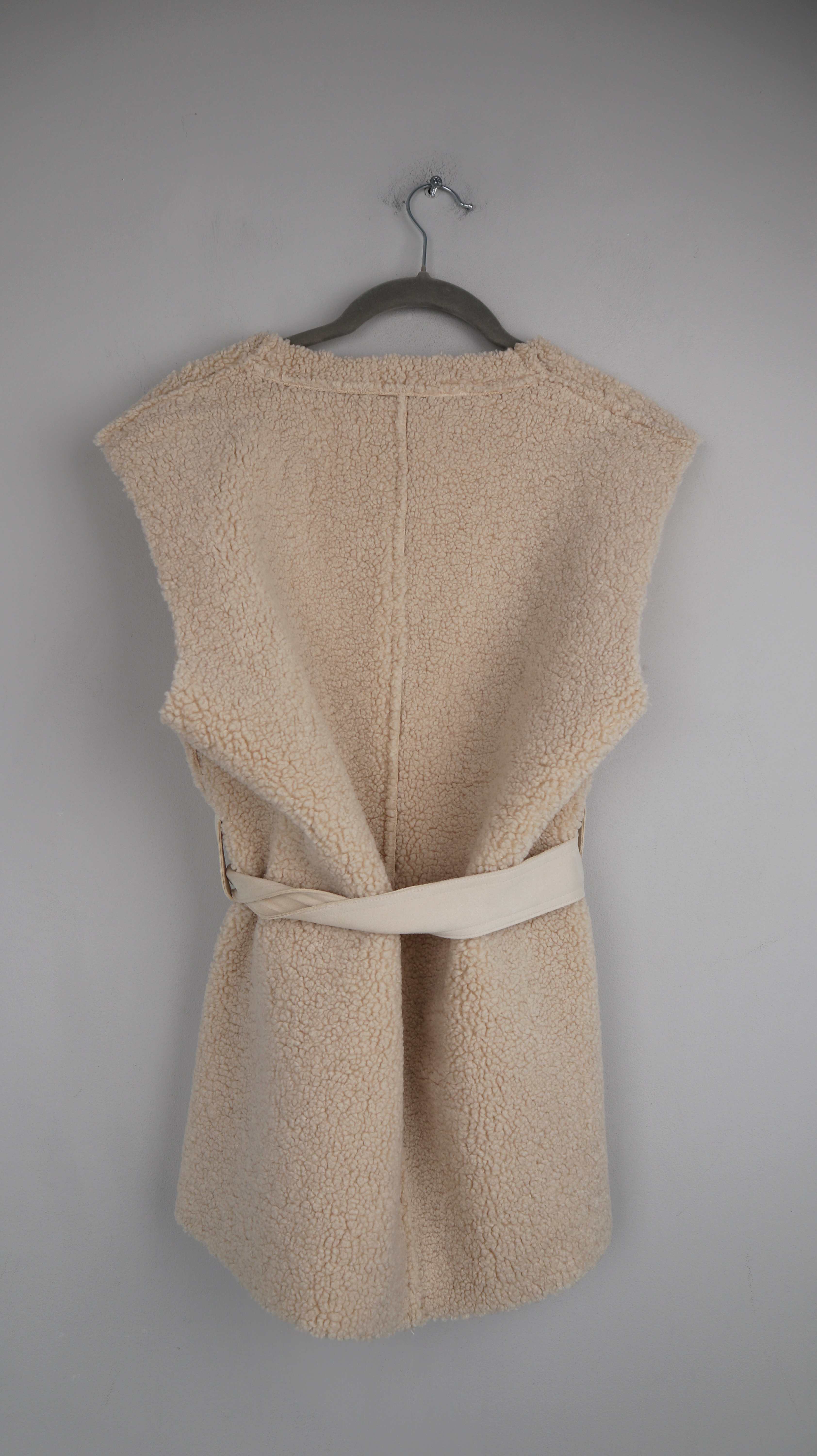 Weste Creme Fell Wendeweste Beige Gürtel Cardigan 40 L Teddy